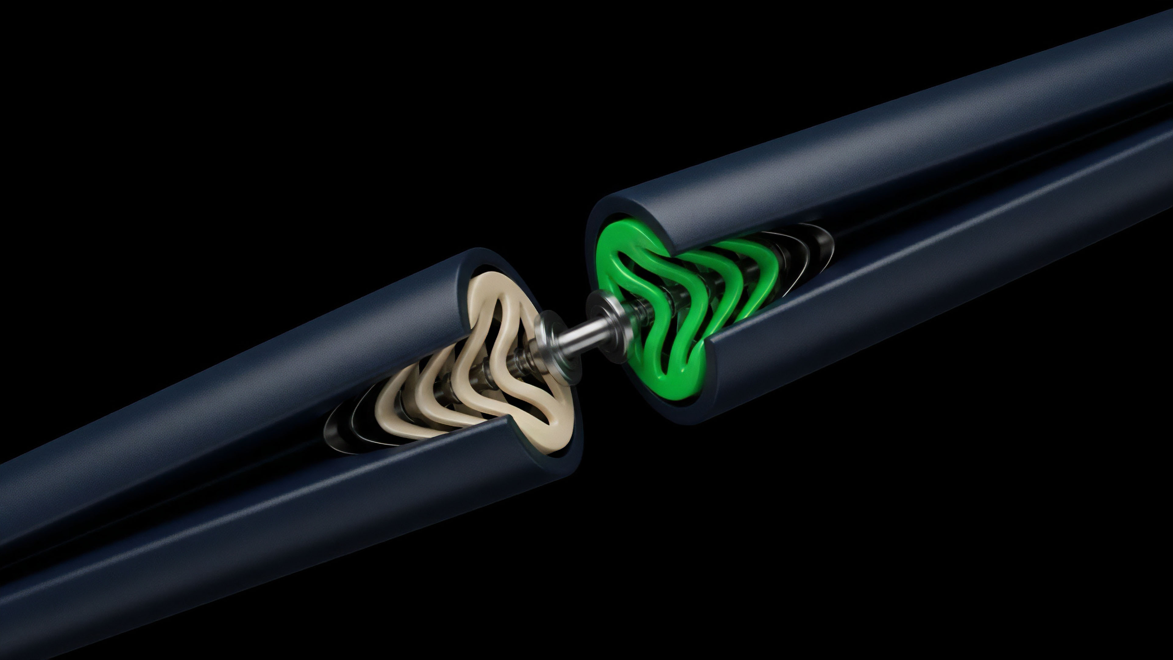 A visualization of a sophisticated decentralized finance mechanism, perhaps representing an automated market maker or a structured options product. The interlocking, layered components abstractly model collateralization and dynamic risk management within a smart contract execution framework. The dual sides symbolize counterparty exposure and the complexities of basis risk, demonstrating how liquidity provisioning and price discovery are intertwined in a high-volatility environment. This abstract design represents the precision required for algorithmic trading strategies and maintaining equilibrium in a highly volatile market.