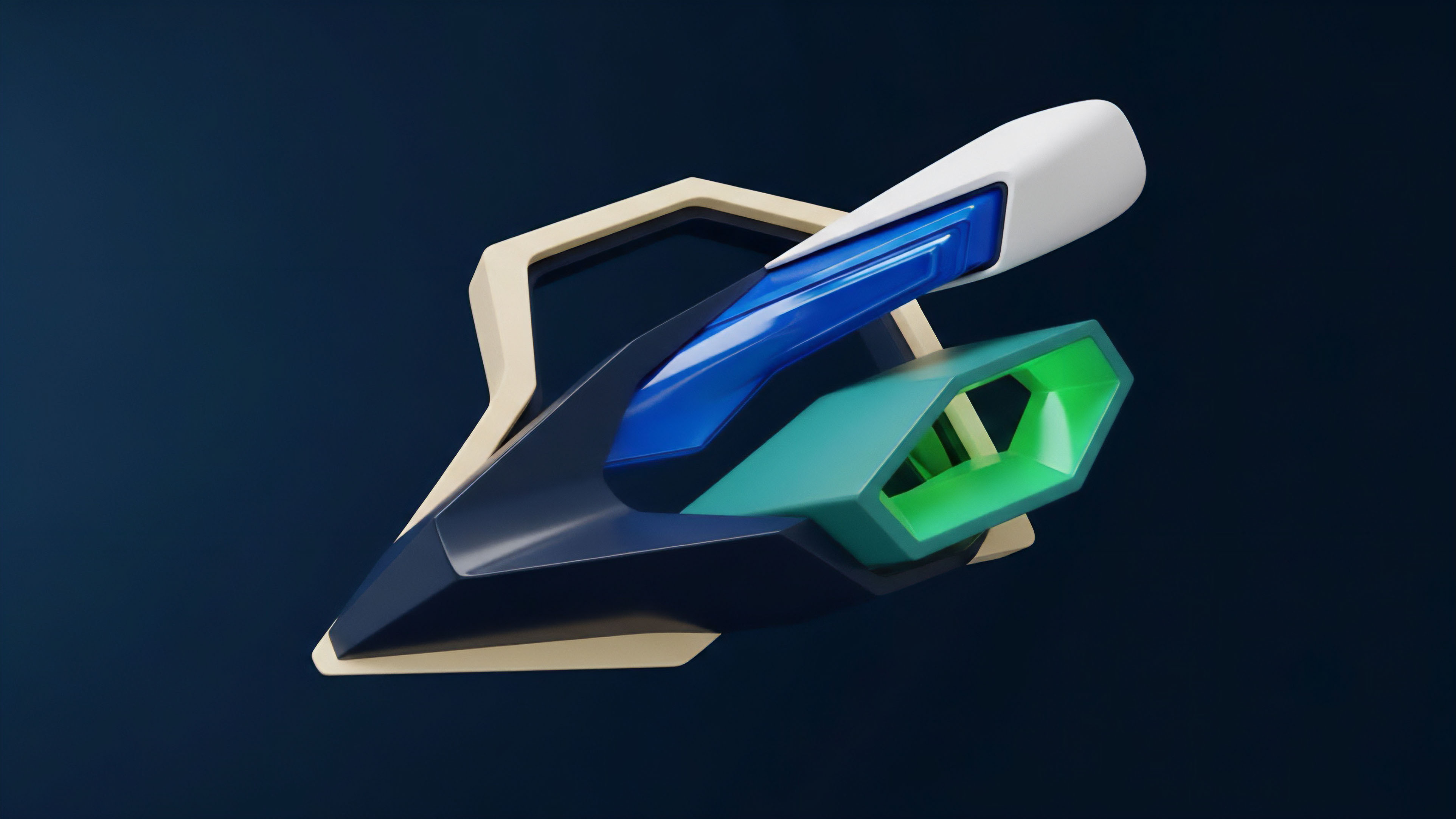 A digitally rendered object features a multi-layered structure with contrasting colors. This abstract design symbolizes the complex architecture of smart contracts underlying decentralized finance DeFi protocols. The sleek components represent financial engineering principles applied to derivatives pricing and yield generation. It illustrates how various elements of a collateralized debt position CDP or liquidity pool interact to manage risk exposure. The design reflects the advanced nature of algorithmic trading systems where interoperability between distinct components is essential for efficient decentralized exchange operations.