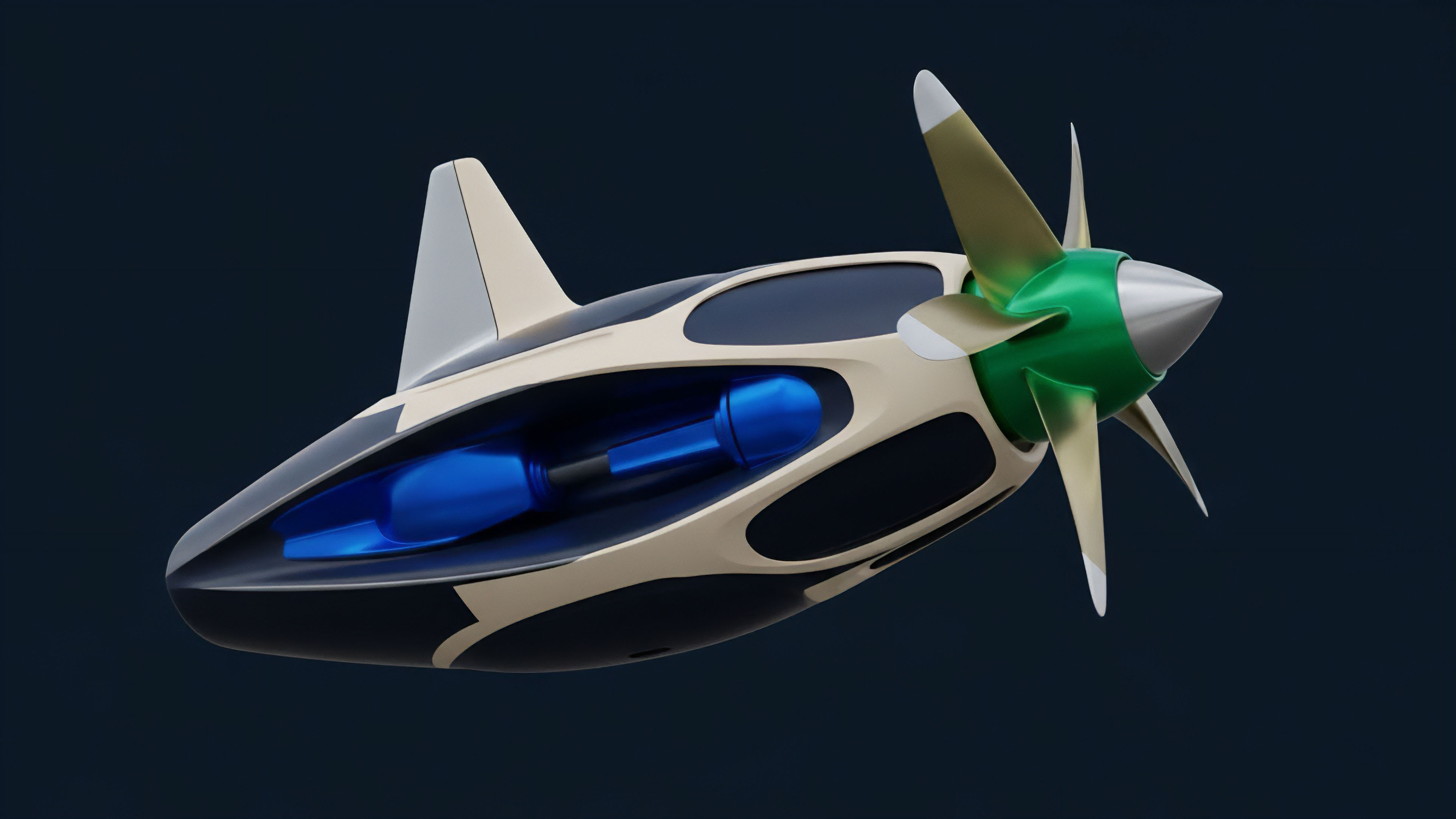 A futuristic, propeller-driven vehicle serves as a metaphor for an advanced decentralized finance protocol architecture. The sleek design embodies sophisticated liquidity provision mechanisms, with the propeller representing the engine driving volatility derivatives trading. This structure represents the optimization required for synthetic asset creation and yield generation, ensuring efficient collateralization and risk-adjusted returns through integrated smart contract logic. The internal mechanism signifies the core protocol delivering enhanced value and robust oracle systems for accurate data feeds.