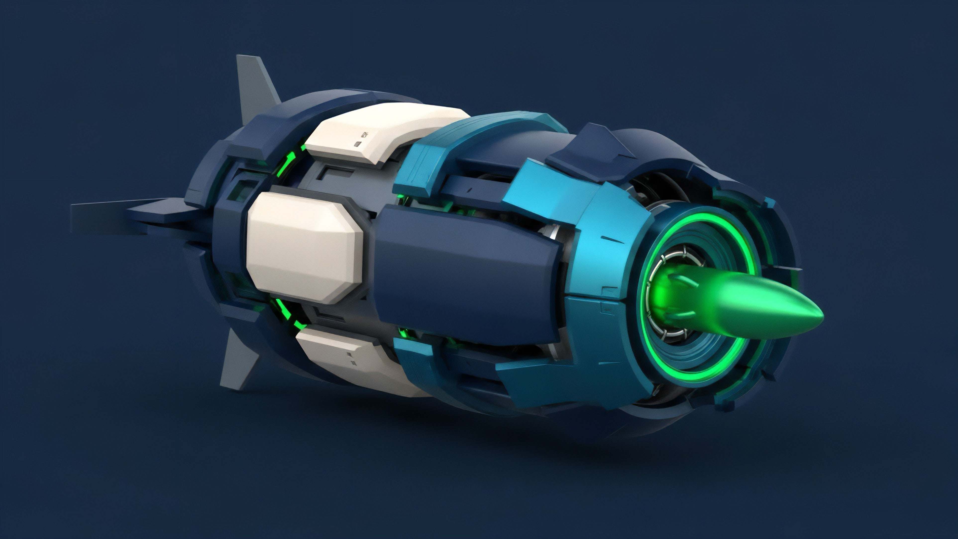 A detailed rendering of a futuristic high-velocity object, featuring dark blue and white panels and a prominent glowing green projectile. This represents the precision required for high-frequency algorithmic trading within decentralized finance protocols. The green projectile symbolizes a smart contract execution signal targeting specific arbitrage opportunities across liquidity pools. The design embodies sophisticated risk management systems reacting to volatility in real-time market data feeds. This reflects the complex mechanics of synthetic assets and derivatives contracts in a rapidly changing market environment.
