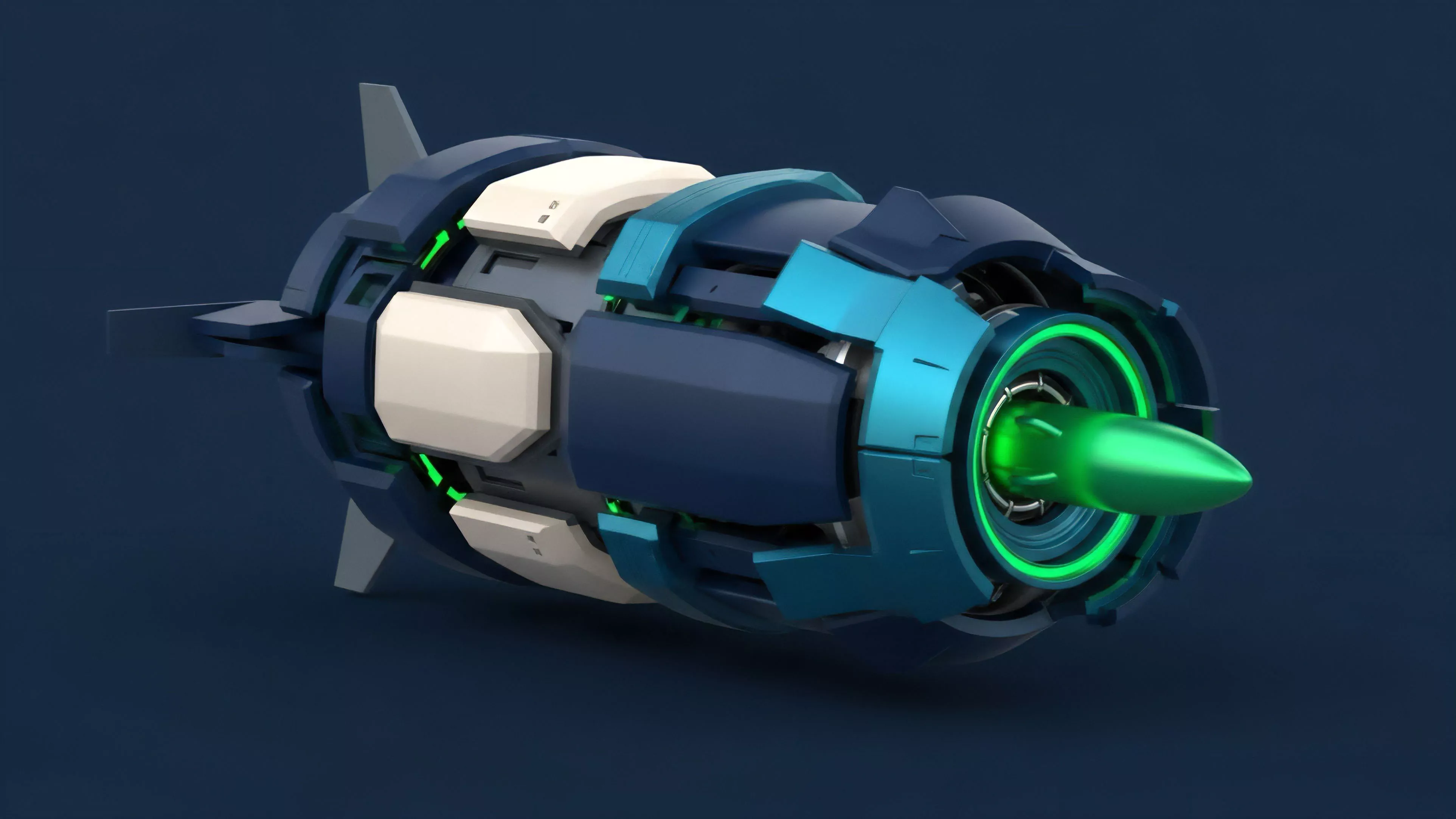 A detailed rendering of a futuristic high-velocity object, featuring dark blue and white panels and a prominent glowing green projectile. This represents the precision required for high-frequency algorithmic trading within decentralized finance protocols. The green projectile symbolizes a smart contract execution signal targeting specific arbitrage opportunities across liquidity pools. The design embodies sophisticated risk management systems reacting to volatility in real-time market data feeds. This reflects the complex mechanics of synthetic assets and derivatives contracts in a rapidly changing market environment.