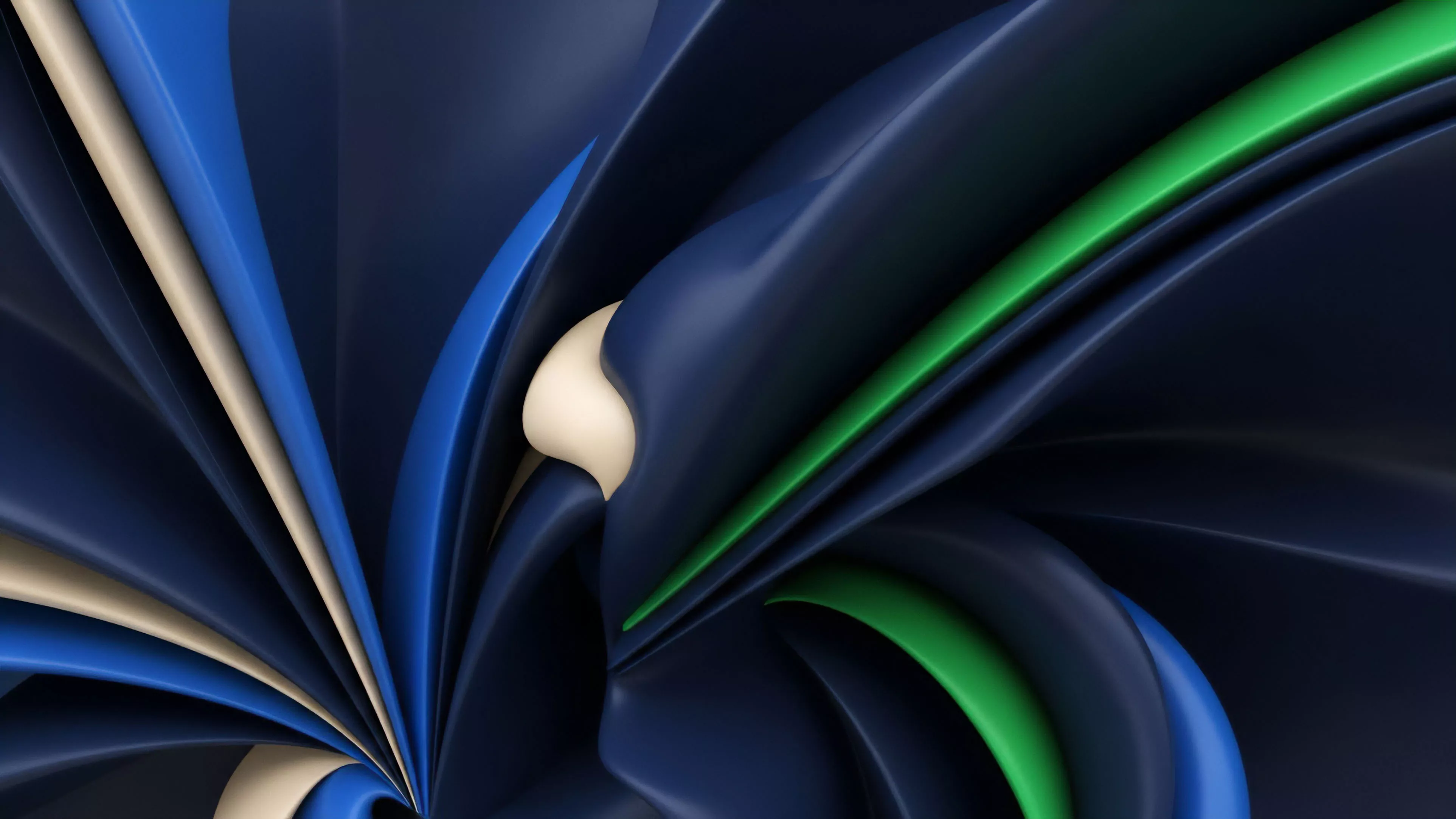 A dynamic abstract visualization representing market structure and liquidity provision, where deep navy forms illustrate the underlying financial currents. The swirling shapes capture complex options pricing models and derivative instruments, reflecting high volatility surface shifts. The contrasting green and beige elements symbolize specific market-making strategies and potential systemic risk. This configuration depicts the dynamic relationship between price discovery mechanisms and potential cascading liquidations, crucial for understanding interconnected financial derivative markets.