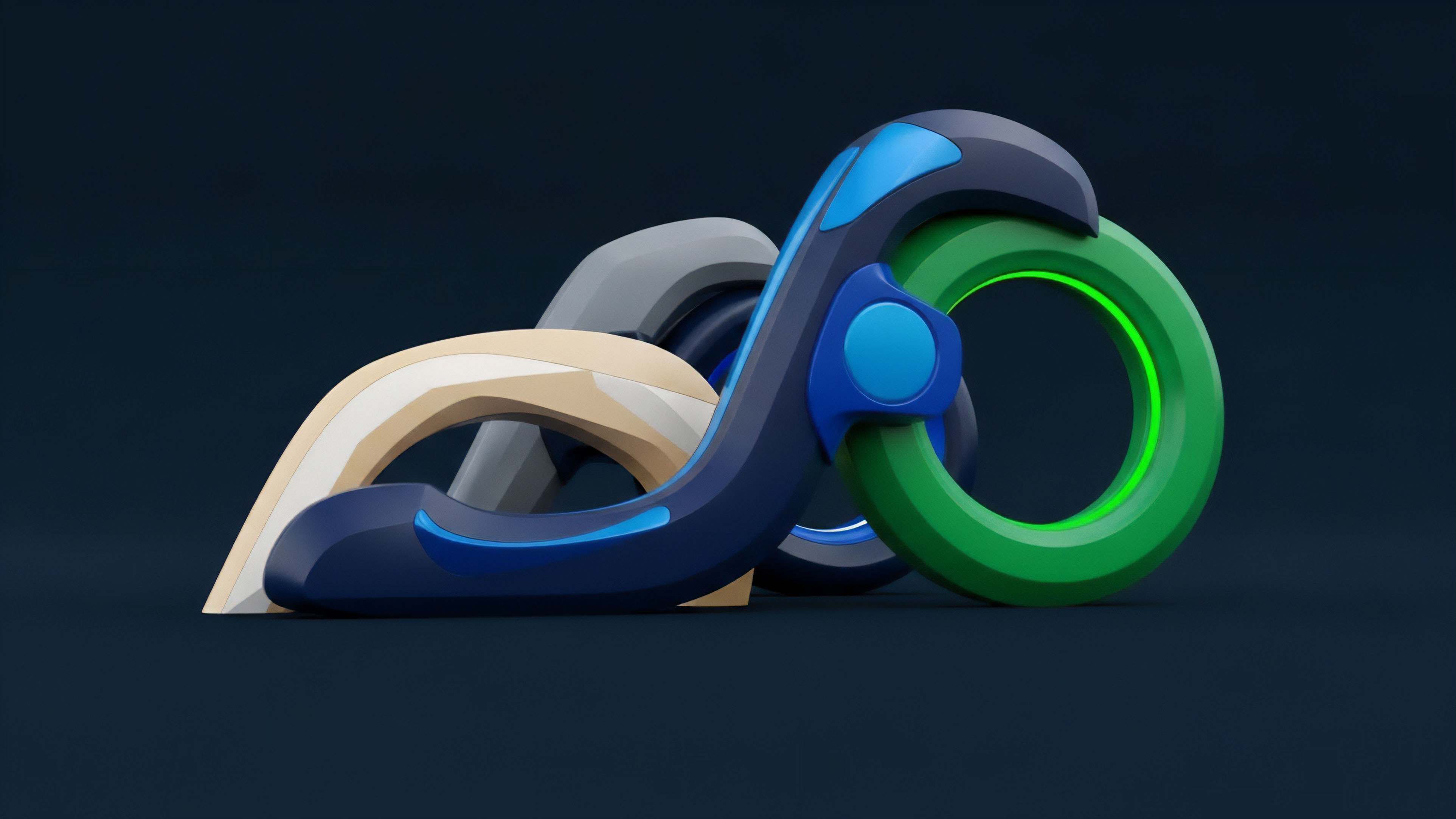 A sophisticated abstract composition representing the complexity of a decentralized finance derivatives protocol. Interlocking structural components symbolize on-chain collateralization and automated market maker interactions for synthetic asset creation. The layered design reflects intricate risk management strategies and the continuous flow of liquidity provision across various financial instruments. The prominent green ring with a luminous inner edge illustrates the continuous nature of perpetual futures contracts and yield farming opportunities within a tokenized ecosystem.