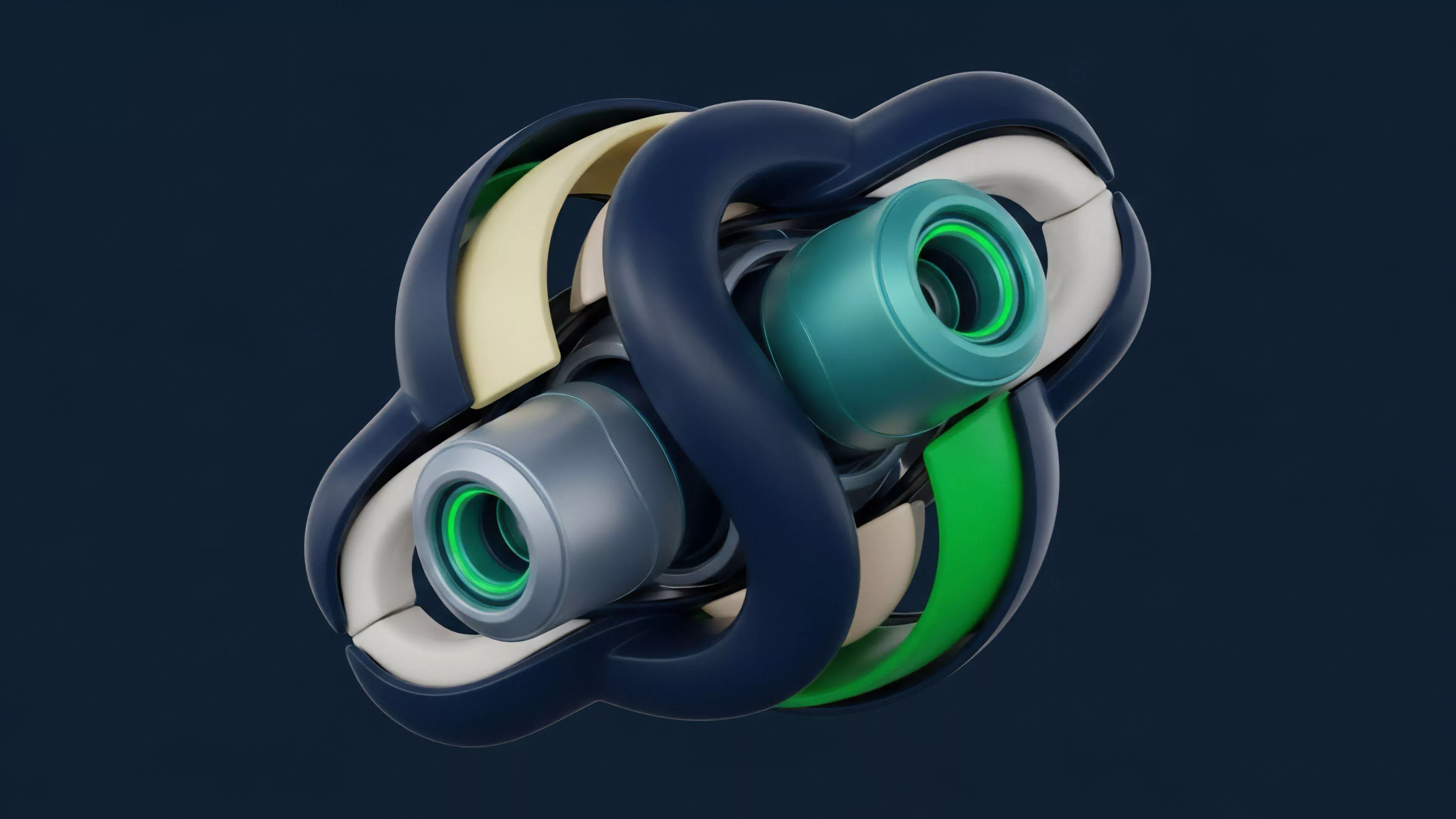 The abstract render presents a complex system illustrating asset layering and structured product composability.