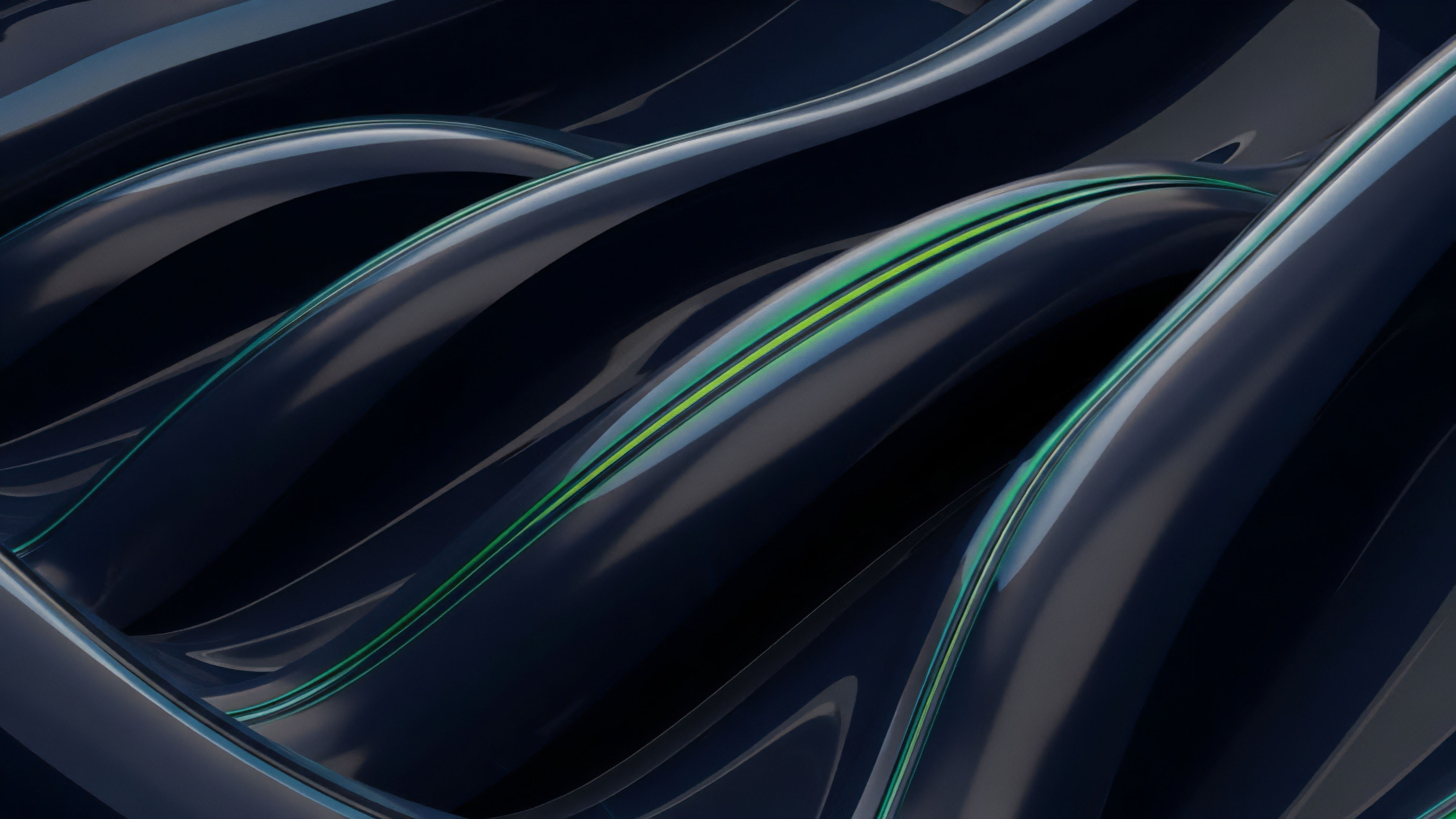 This abstract visualization illustrates the complex structure of a decentralized finance DeFi options chain. The interwoven, dark, reflective surfaces represent the collateralization framework and market depth for synthetic assets. Bright green lines symbolize high-frequency trading data feeds and oracle data streams, essential for accurate pricing and risk management of derivatives. The dynamic, undulating forms capture the systemic risk and volatility inherent in a cross-chain environment, reflecting the high stakes involved in margin trading and liquidity provision in interoperable protocols.