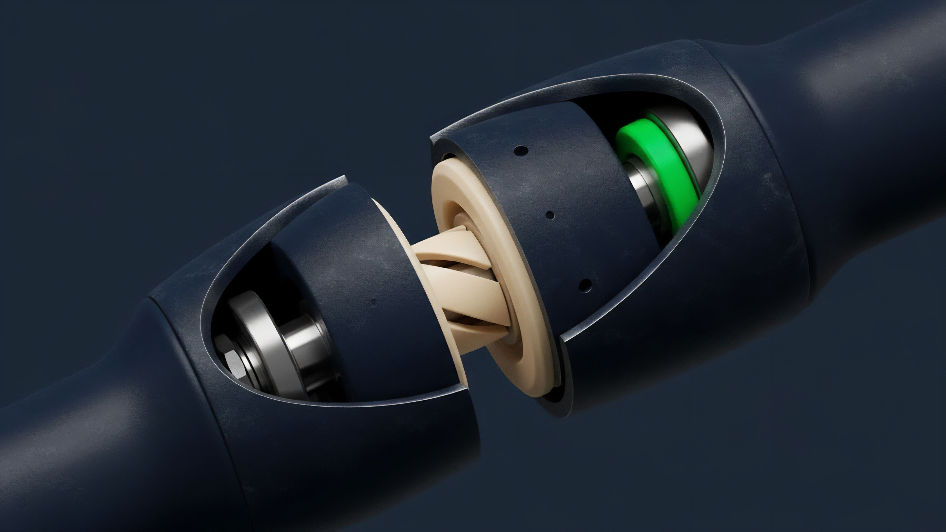 A detailed view showcases two opposing segments of a precision engineered joint, designed for intricate connection. This mechanical representation metaphorically illustrates the core architecture of cross-chain bridging protocols. The fluted component signifies the complex logic required for smart contract execution, facilitating data oracle consensus and ensuring trustless settlement between disparate blockchain networks. The bright green ring symbolizes a collateralization or validation mechanism, essential for mitigating risks like impermanent loss and ensuring robust risk management in decentralized options markets. The structure reflects an automated market maker's precise mechanism.