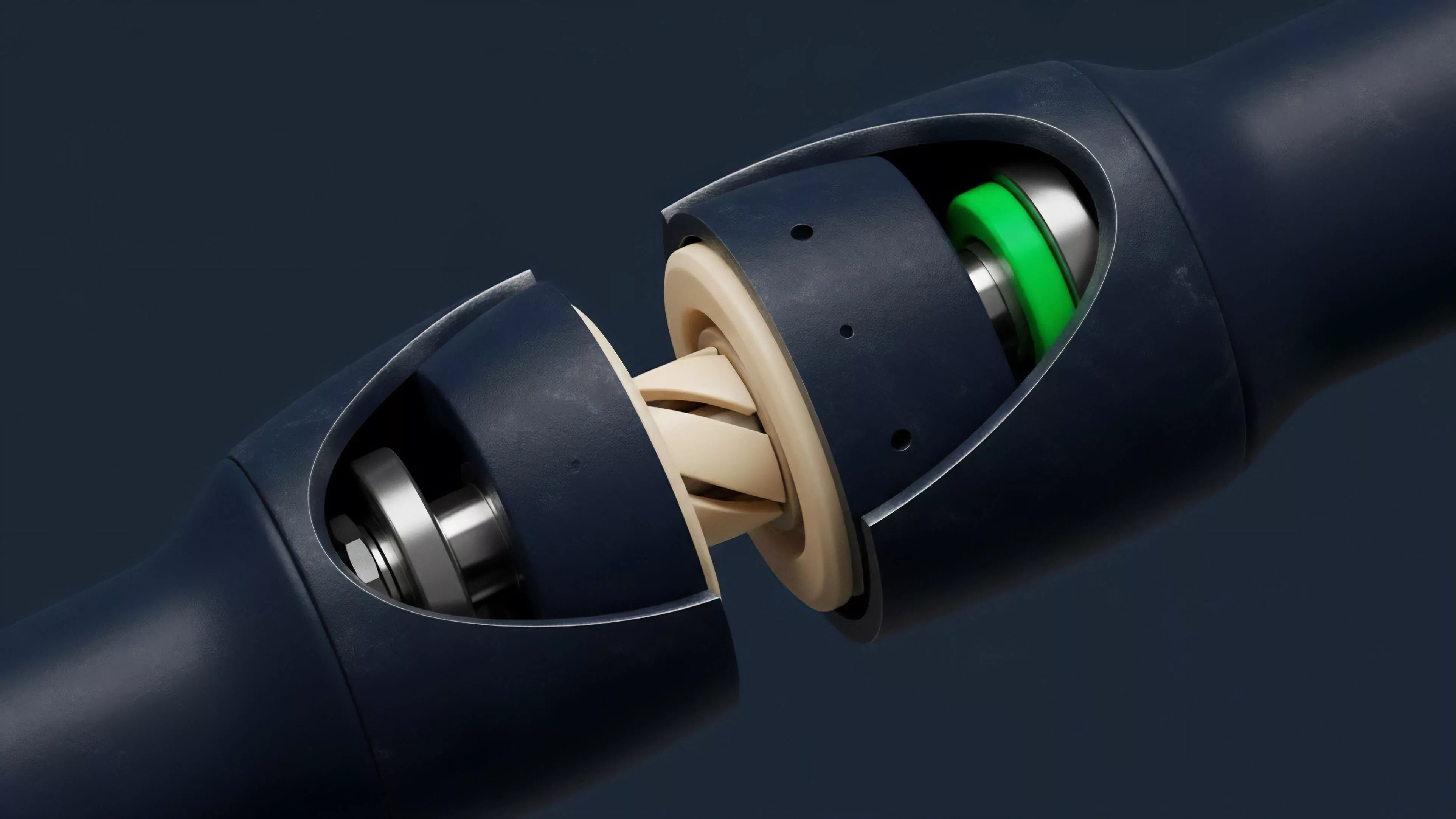 A detailed view showcases two opposing segments of a precision engineered joint, designed for intricate connection.