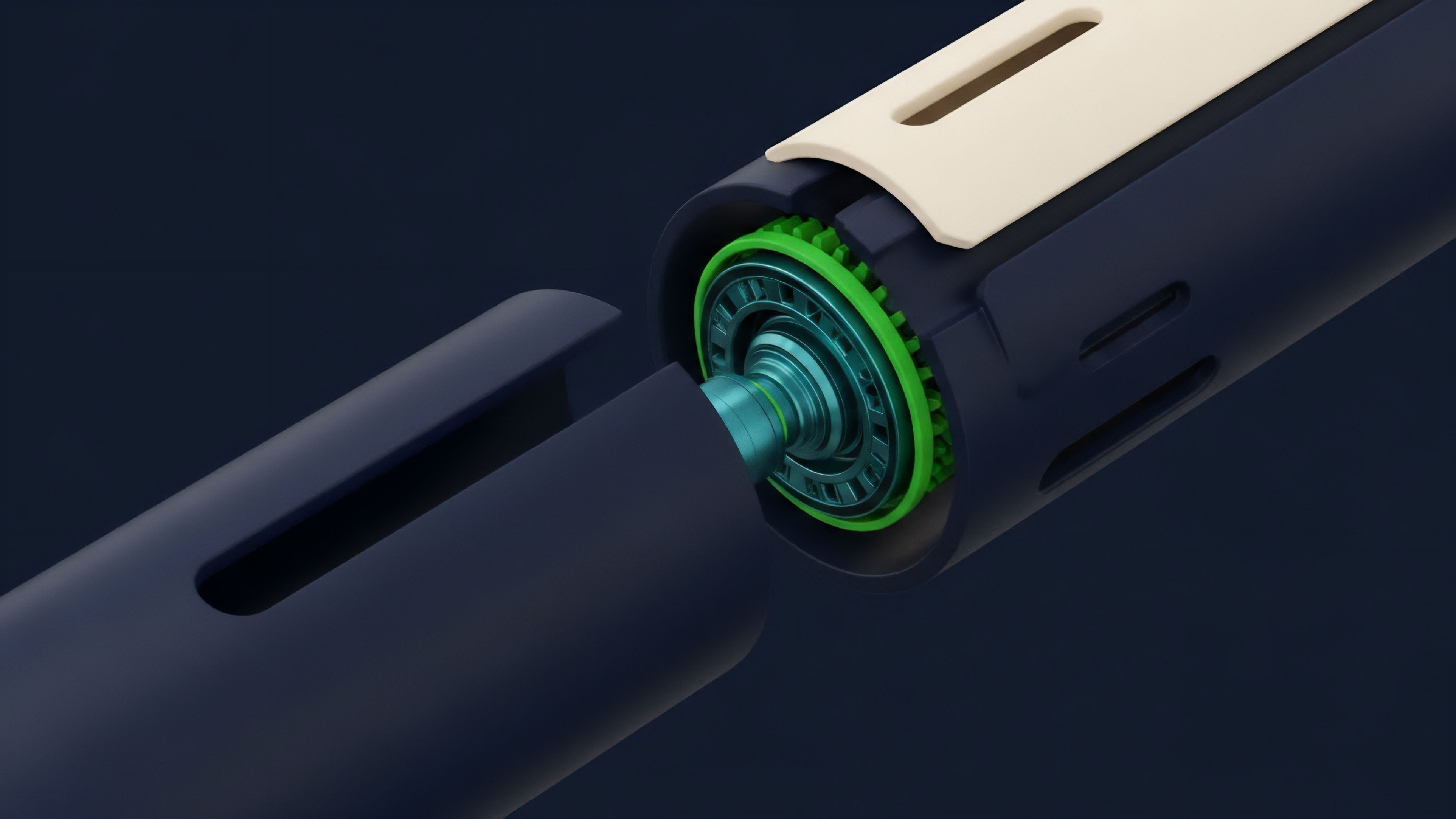 A detailed 3D rendering illustrates the precise alignment and potential connection between two mechanical components, a powerful metaphor for a cross-chain interoperability protocol architecture in decentralized finance. The exposed internal mechanism represents the automated market maker's core logic, where green gears symbolize the risk parameters and liquidation engine that govern collateralization ratios. This structure ensures protocol solvency and seamless transaction execution for complex synthetic assets and perpetual swaps. The intricate design highlights the complexity inherent in managing liquidity provision across different blockchain networks for derivatives trading.