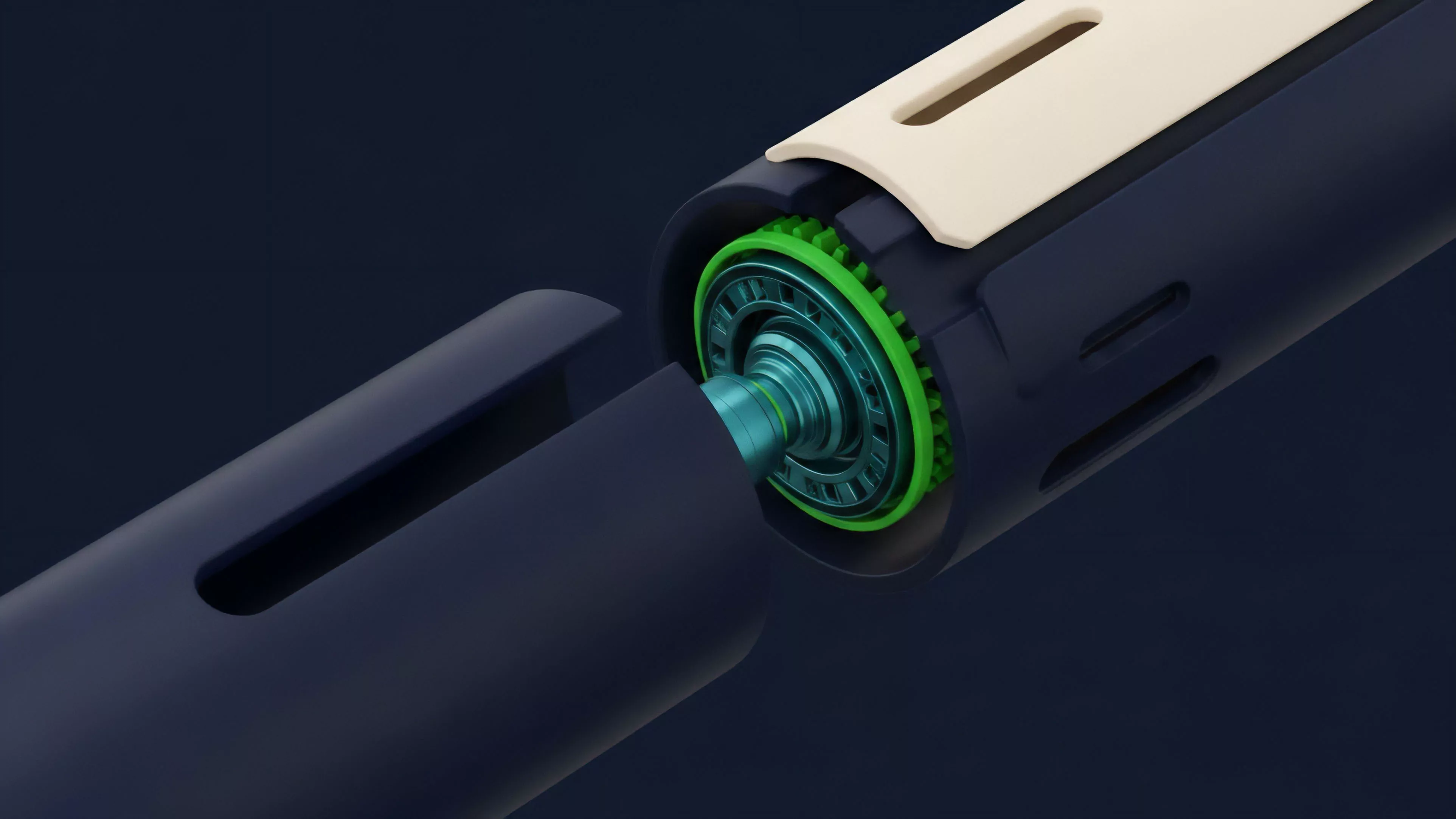 A detailed 3D rendering illustrates the precise alignment and potential connection between two mechanical components, a powerful metaphor for a cross-chain interoperability protocol architecture in decentralized finance. The exposed internal mechanism represents the automated market maker's core logic, where green gears symbolize the risk parameters and liquidation engine that govern collateralization ratios. This structure ensures protocol solvency and seamless transaction execution for complex synthetic assets and perpetual swaps. The intricate design highlights the complexity inherent in managing liquidity provision across different blockchain networks for derivatives trading.