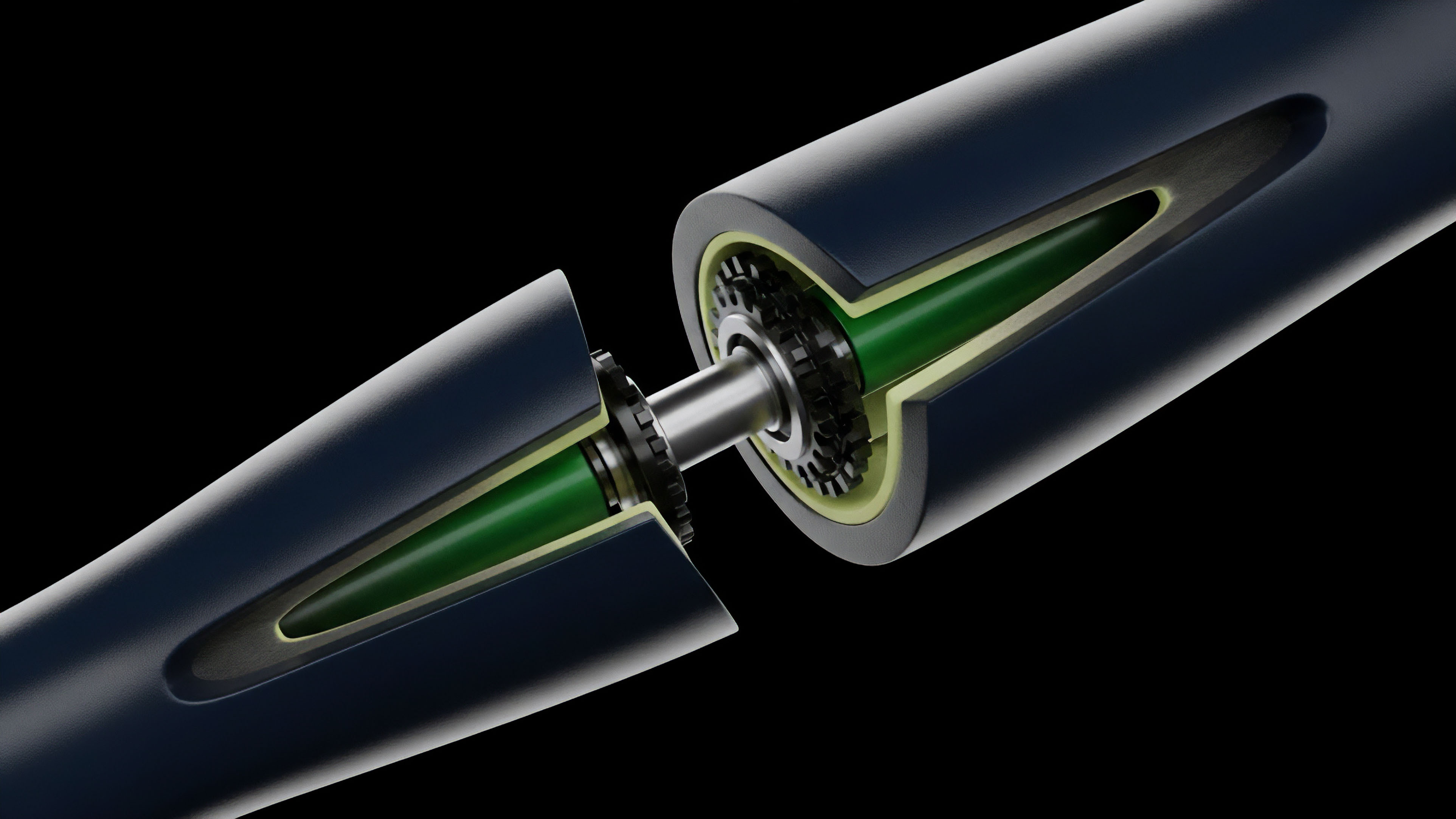 A detailed cross-section reveals the internal mechanics of a stylized cylindrical structure, representing a DeFi derivative protocol bridge. The green central core symbolizes the collateralized asset, while the gear-like mechanisms represent the smart contract logic for cross-chain atomic swaps and liquidity provision. The separating segments visualize market decoupling or liquidity fragmentation events, emphasizing the critical role of layered security and protocol synchronization in maintaining risk exposure management and ensuring robust interoperability across disparate blockchain ecosystems.