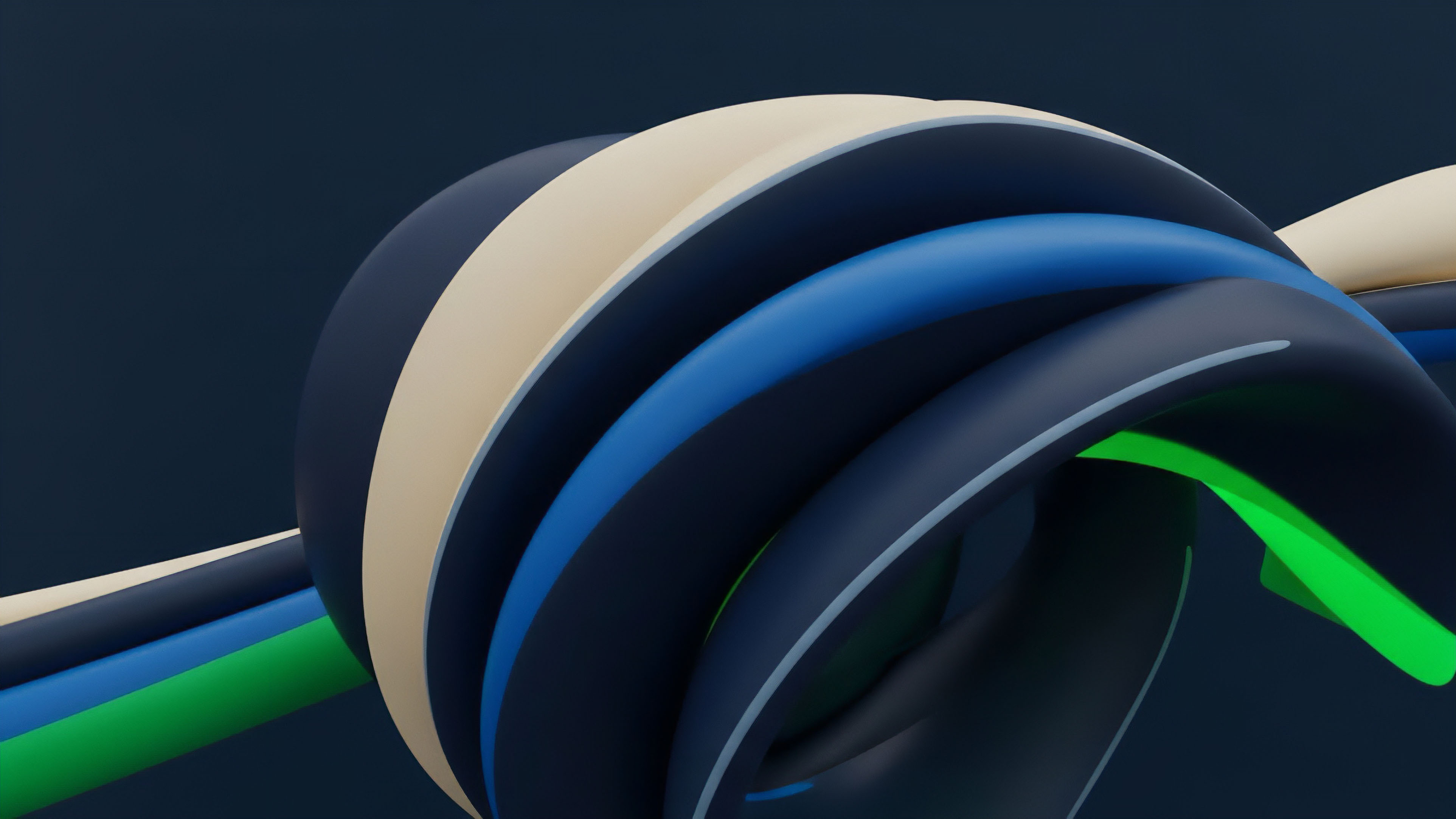 A depiction of a complex financial instrument, illustrating the intricate bundling of multiple asset classes within a decentralized finance framework. This visual metaphor represents structured products where different derivative contracts, such as options or futures, are intertwined. The dark bands represent underlying collateral and margin requirements, while the contrasting light bands signify specific asset components. The overall twisting form demonstrates the potential risk aggregation and complex settlement logic inherent in leveraged positions and liquidity provision strategies.