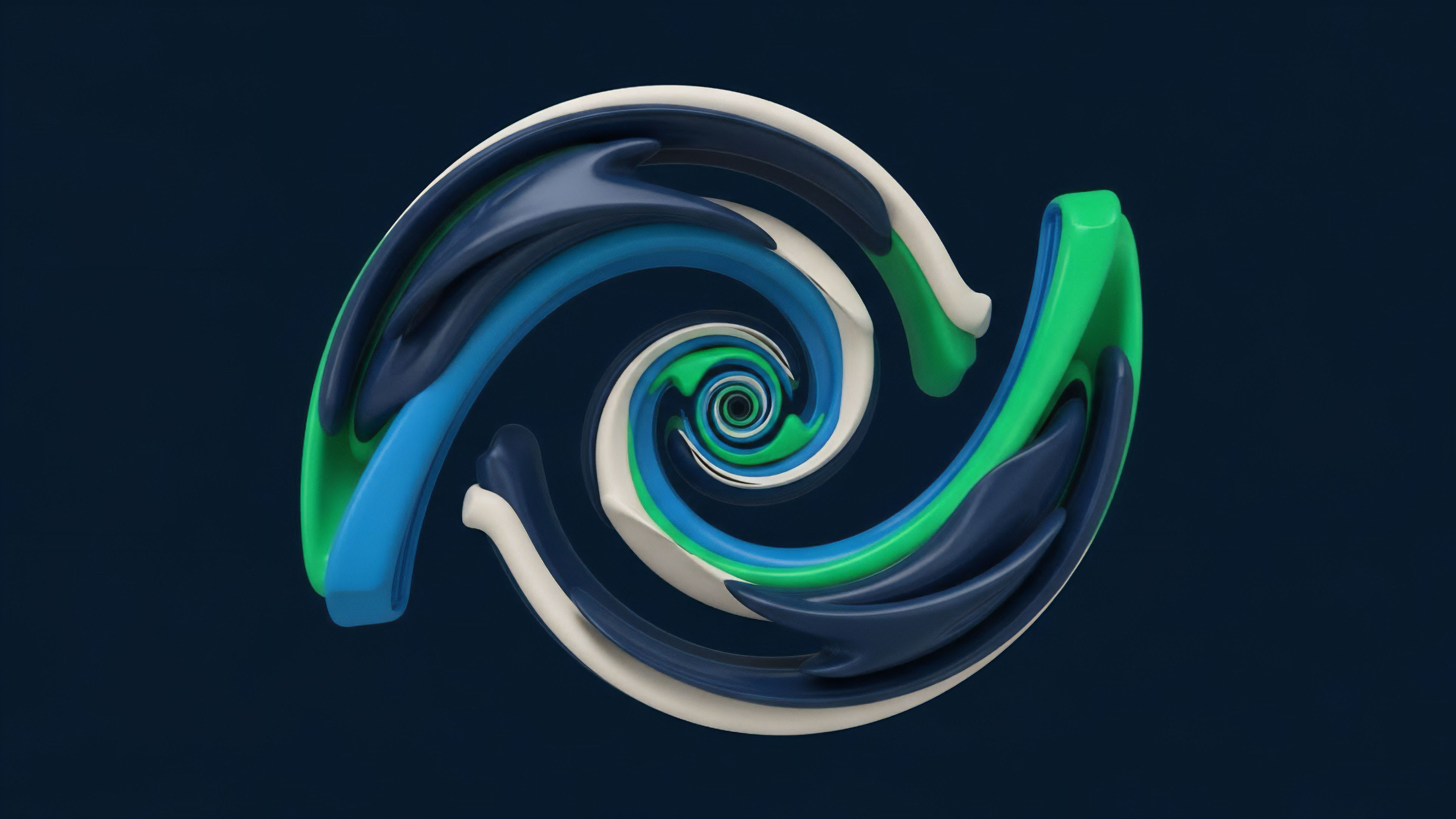 A dynamic vortex of intertwined bands in deep blue, light blue, green, and off-white visually represents the intricate nature of financial derivatives markets. The swirling motion symbolizes market volatility and continuous price discovery. The different colored bands illustrate varied positions within a perpetual futures contract or the multiple components of a decentralized finance options chain. The convergence towards the center reflects the mechanics of liquidity aggregation and potential cascading liquidations during high-impact market events.