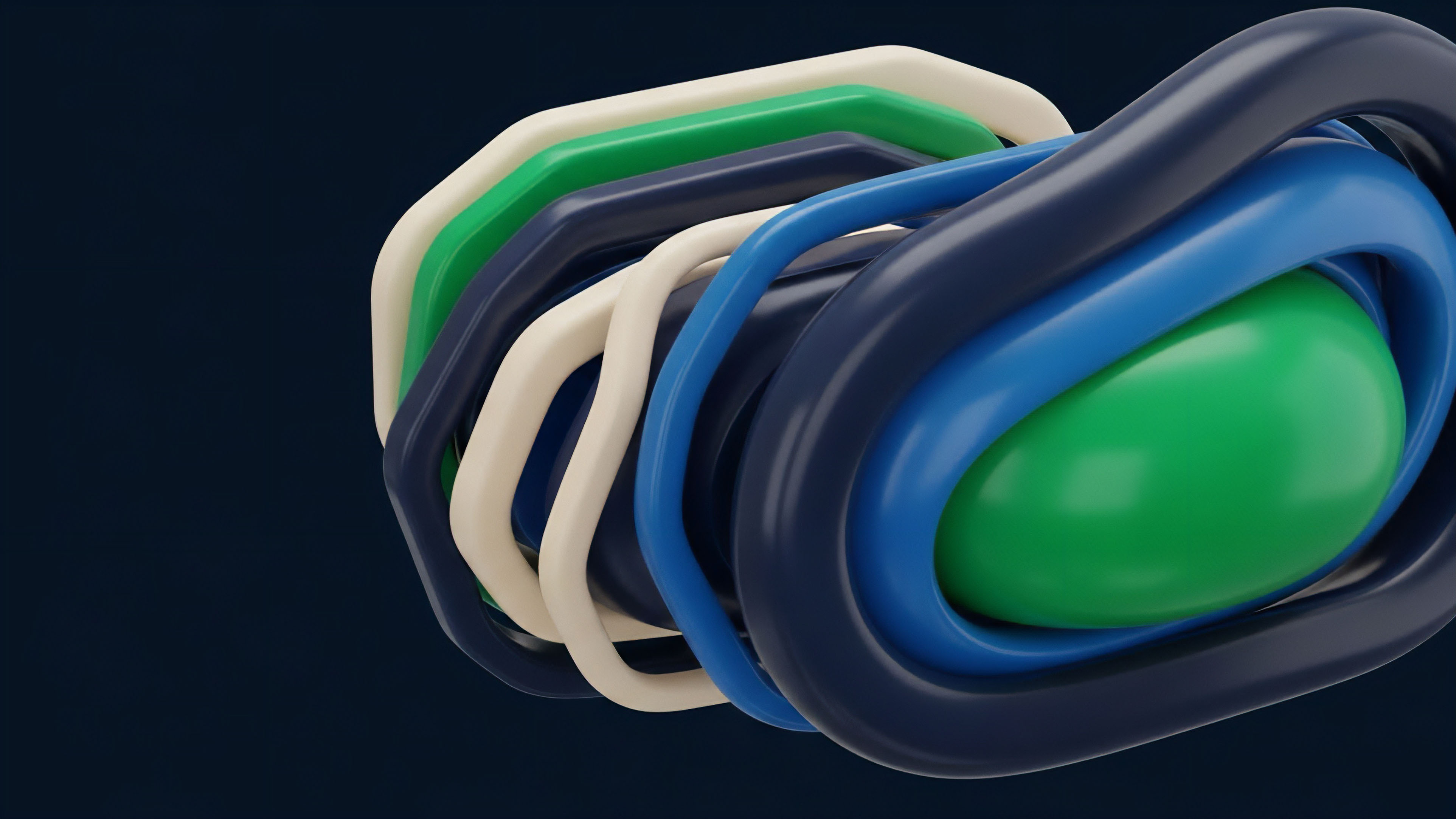 A dynamic abstract visualization representing the complex layered architecture of a decentralized finance DeFi protocol. The nested bands symbolize interacting smart contracts, liquidity pools, and automated market makers AMMs. A central sphere represents the core collateralized asset or value proposition, surrounded by progressively complex layers of tokenomics and derivatives. This structure illustrates dynamic risk management, price discovery, and collateralized debt positions CDPs within a multi-layered ecosystem where different protocols interact.