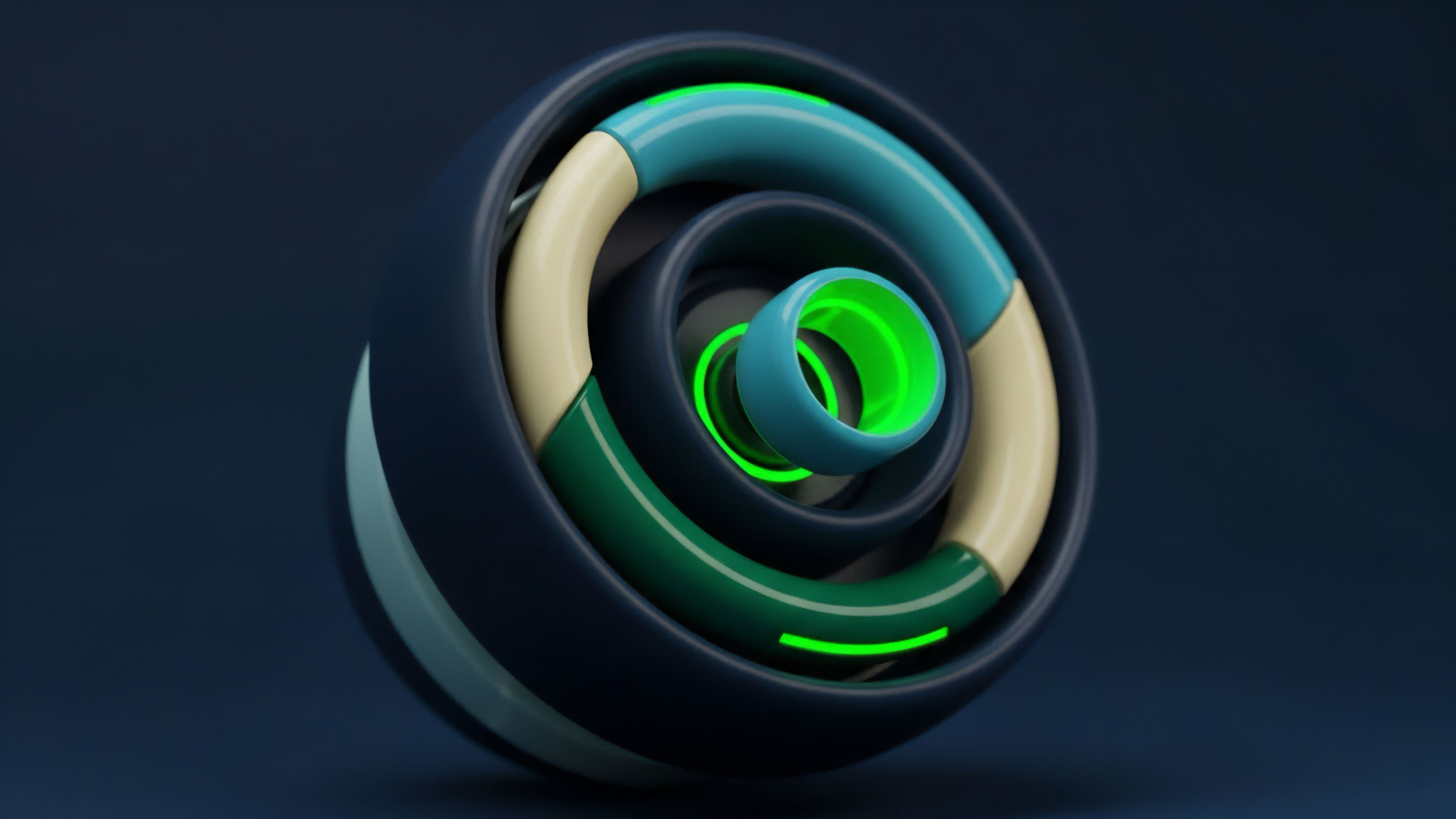 A visual representation of a complex structured product or a multi-leg options strategy in decentralized finance. The nested concentric structures illustrate different risk tranches and liquidity provisioning layers within an automated market maker. Dark blue and teal rings represent different collateralization levels, while the glowing green elements signify active smart contract execution and real-time data flow. This abstract model visualizes the intricate rebalancing mechanisms and risk-adjusted returns of a yield farming protocol.