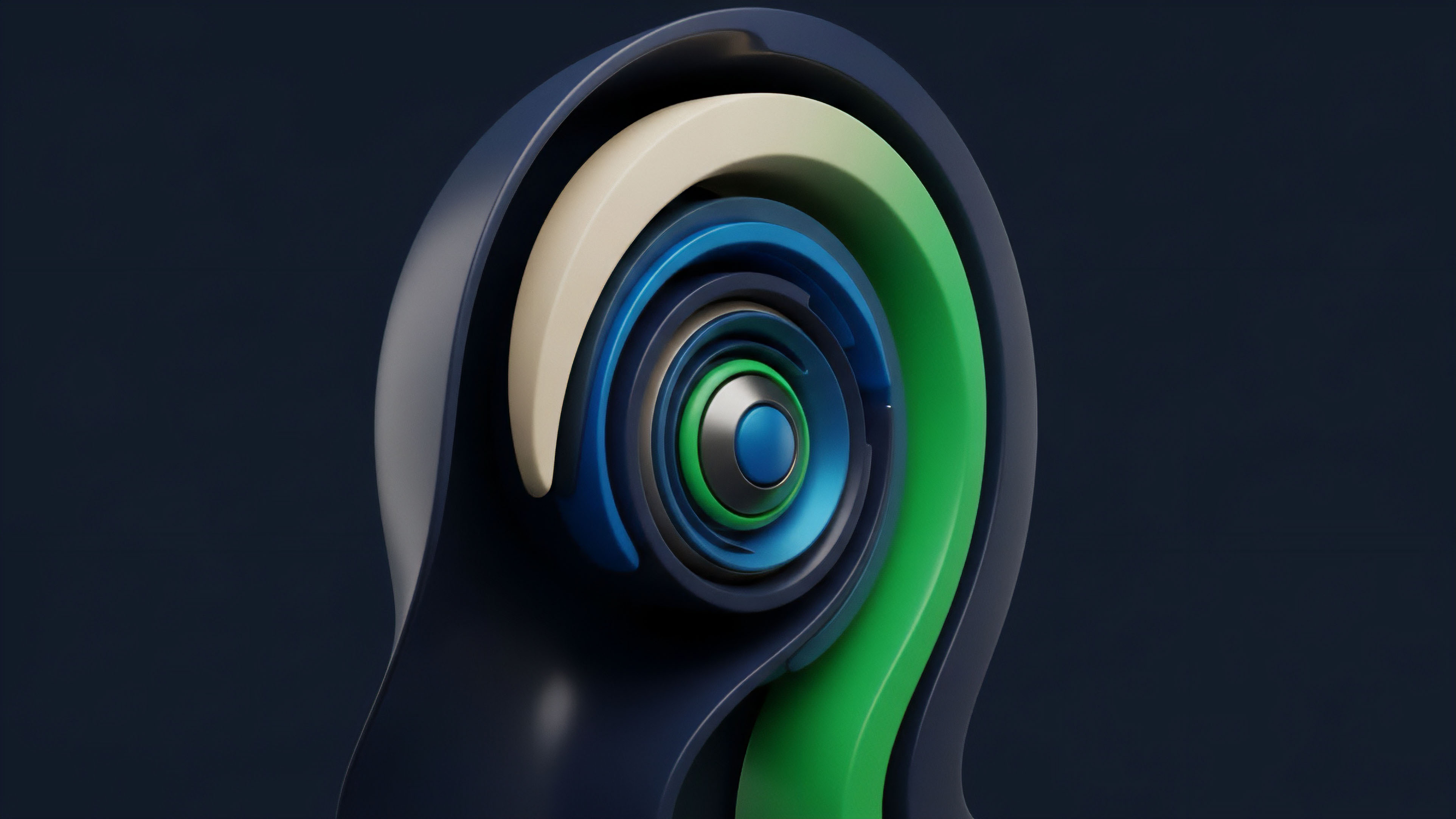 A detailed abstract visualization of nested, concentric layers with smooth surfaces and varying colors including dark blue, cream, green, and black. This complex geometry represents the layered architecture of a decentralized finance protocol. The innermost circles signify core automated market maker AMM pools or initial collateralized debt positions CDPs. The outward layers illustrate cascading risk tranches, yield aggregation strategies, and the structure of synthetic asset issuance. It visualizes how risk premium and implied volatility are stratified across a complex options trading ecosystem within a smart contract environment.