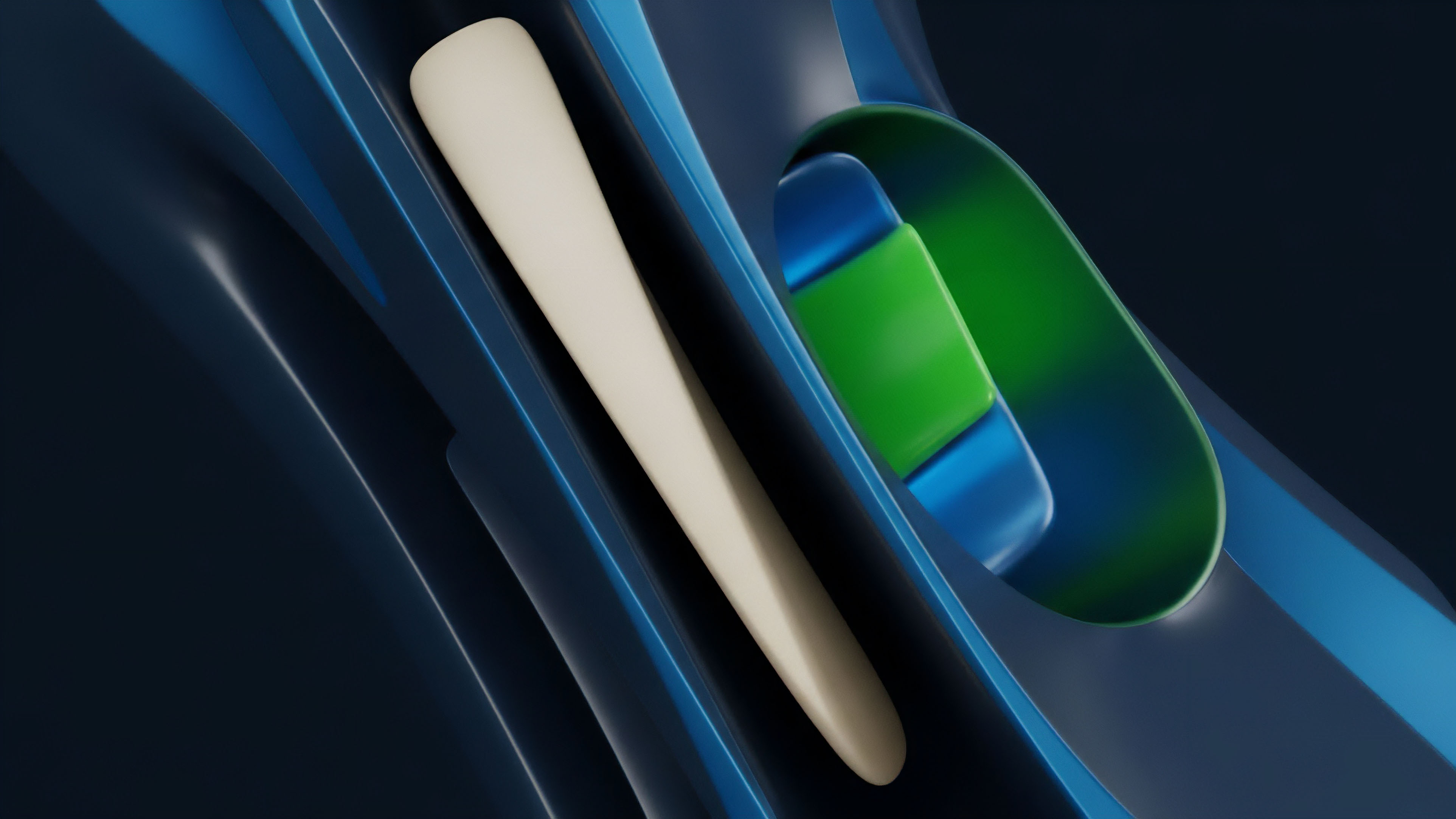 This abstract visualization illustrates high-frequency trading order flow and market microstructure within a decentralized finance ecosystem. The central white object symbolizes liquidity or an asset moving through specific automated market maker pools. Layered blue surfaces represent intricate protocol design and collateralization mechanisms required for synthetic asset generation. The prominent green feature signifies yield farming rewards or a governance token staking module. This design conceptualizes the dynamic interplay of factors like slippage management, impermanent loss, and delta hedging strategies in perpetual swap markets and exotic options.