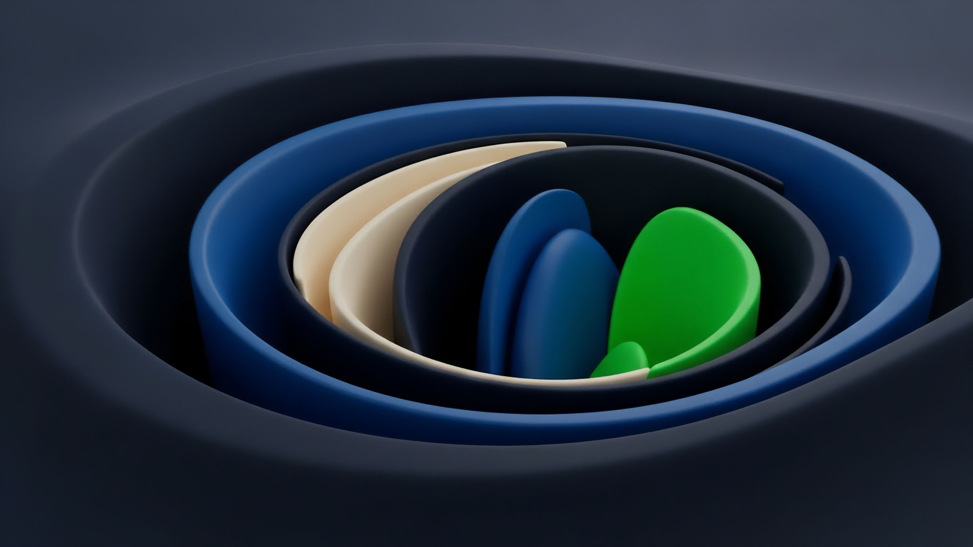 A dynamic abstract visualization captures the layered complexity of financial derivatives and market mechanics. The descending concentric forms illustrate the structure of structured products and multi-asset hedging strategies. Different color gradients represent distinct risk tranches and liquidity pools converging toward a central point of price discovery. The inward motion signifies capital flow and the potential for cascading liquidations within a futures options framework. The model highlights the stratification of risk in on-chain derivatives and the mechanics of RFQ processes in a high-speed trading environment.