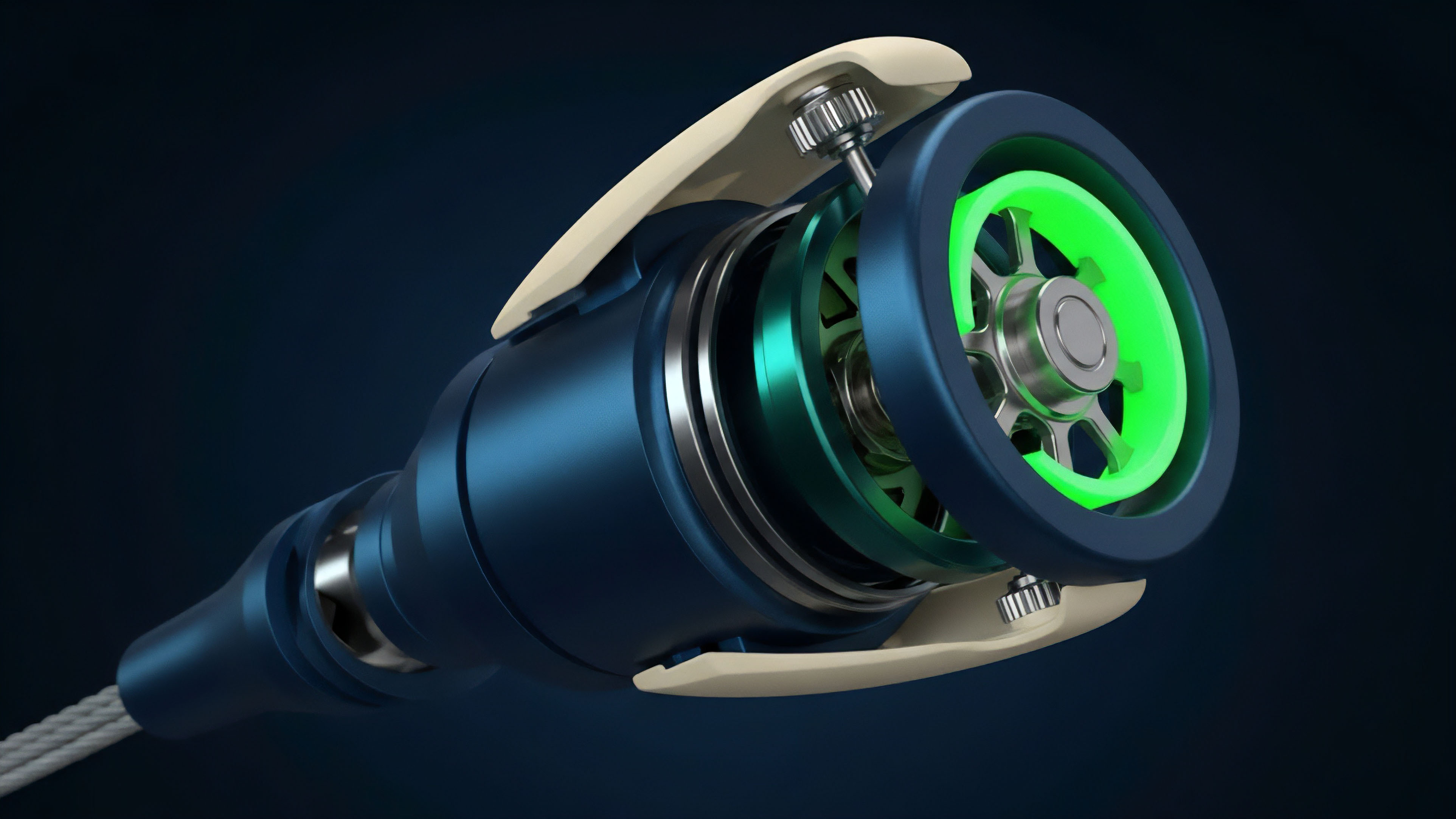 A detailed schematic of a highly specialized mechanism representing a decentralized finance protocol. The core structure symbolizes an automated market maker AMM algorithm. The bright green internal component illustrates a precision oracle mechanism for real-time price feeds. The surrounding blue housing signifies a secure smart contract environment managing collateralization and liquidity pools. This intricate financial engineering ensures precise risk-adjusted returns, automated settlement mechanisms, and efficient execution of complex decentralized derivatives, minimizing slippage and enabling advanced yield strategies.