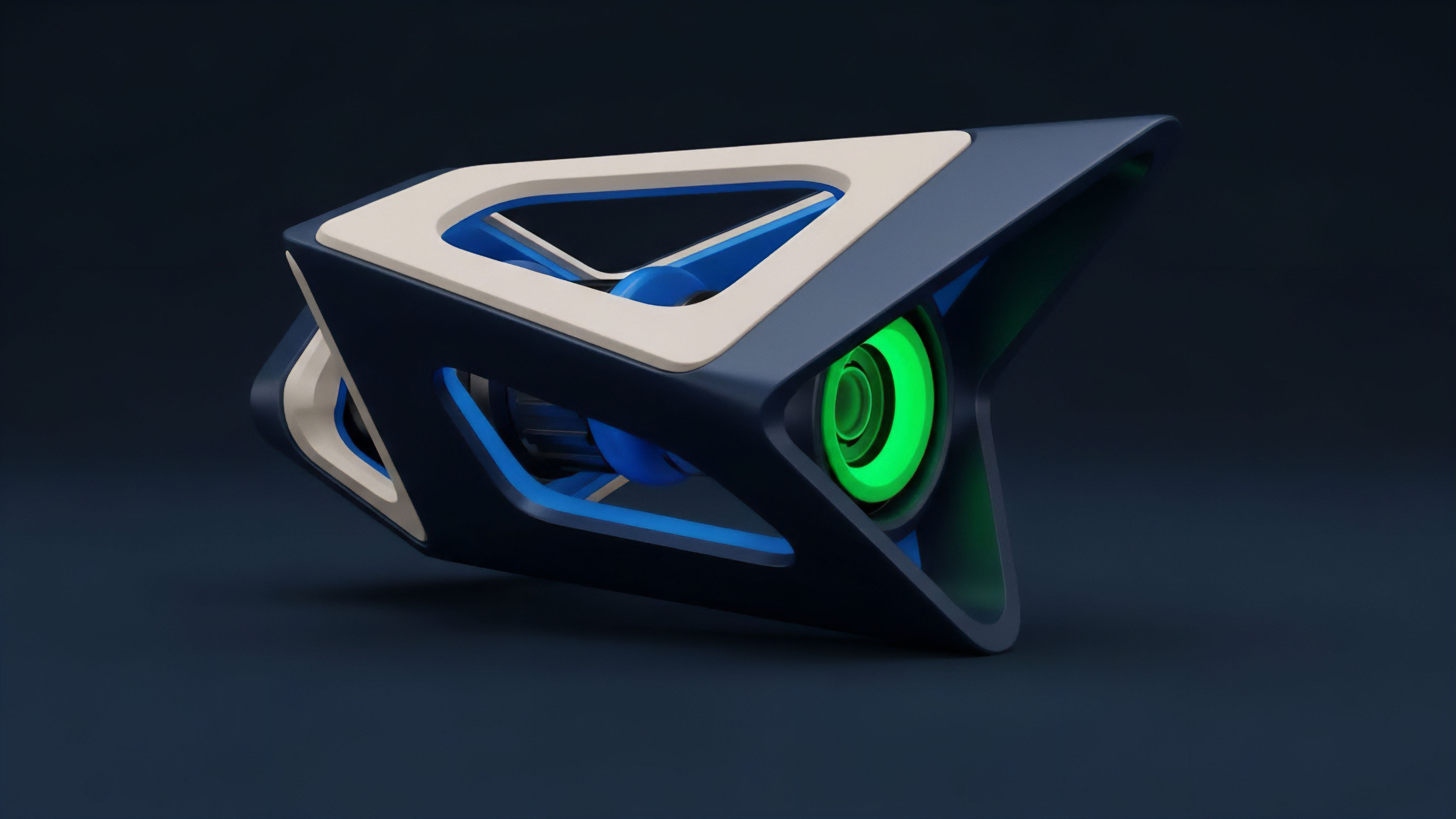 A high-tech component featuring dark blue and light cream structural elements, with a glowing green sensor signifying active data processing. This construct symbolizes an advanced algorithmic trading bot operating within decentralized finance DeFi, representing the complex risk parameterization required for options trading and financial derivatives. It illustrates automated execution strategies, processing real-time on-chain analytics and oracle data feeds to calculate implied volatility surfaces and execute delta hedging maneuvers. The design reflects the speed and complexity of high-frequency trading HFT and Maximal Extractable Value MEV capture strategies in modern crypto markets.