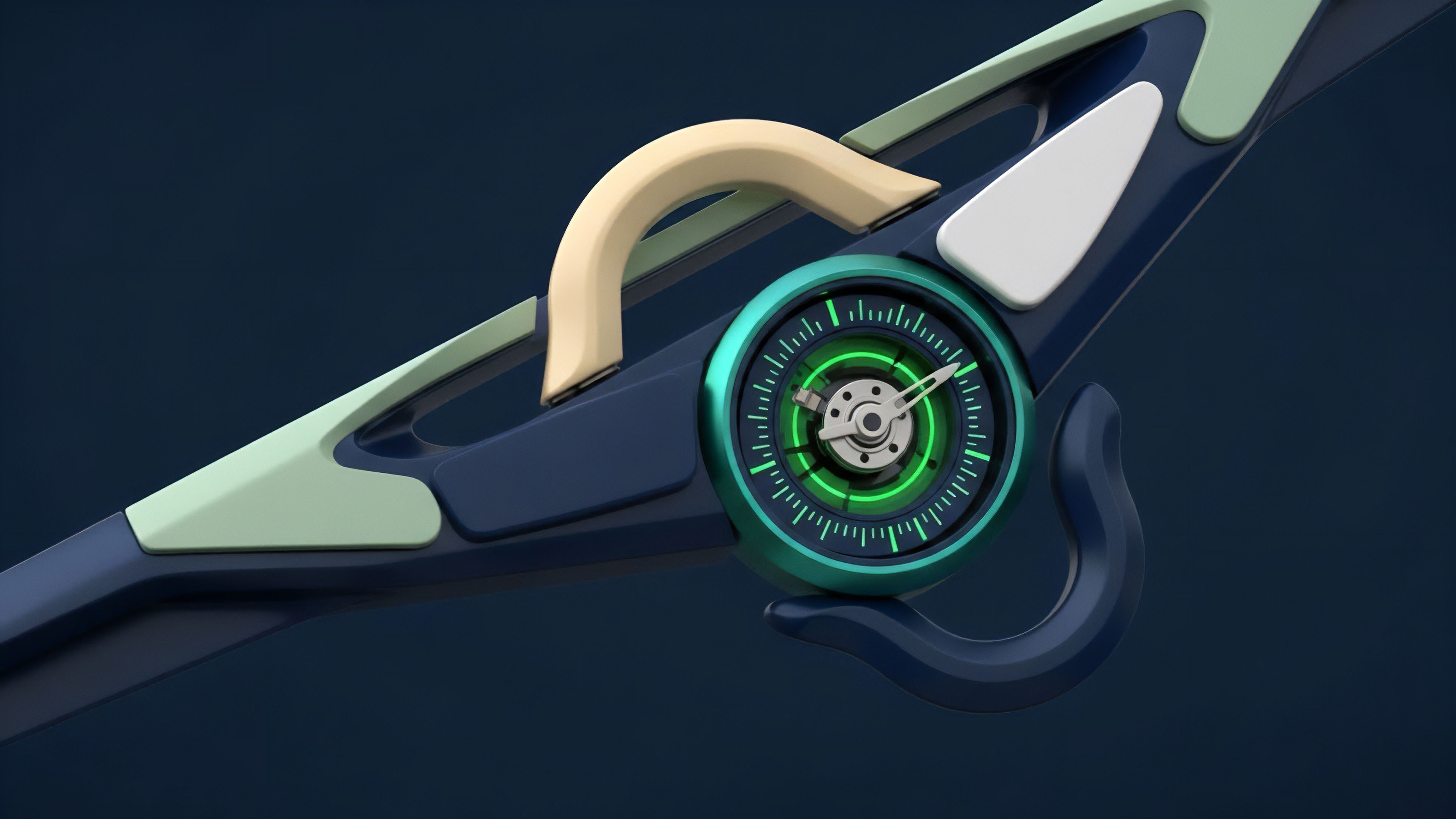 A futuristic high-tech instrument features a real-time gauge with a bright green glow, representing a dynamic trading dashboard. The meter displays continuously updated metrics, utilizing two pointers set within a sophisticated, multi-layered body. This object embodies the precision required for high-frequency algorithmic execution in cryptocurrency markets. The gauge visualizes key performance indicators like slippage tolerance and implied volatility for exotic options contracts, enabling real-time risk management and monitoring of collateralization ratios within decentralized finance protocols. The ergonomic design suggests an intuitive user interface for managing complex financial derivatives.