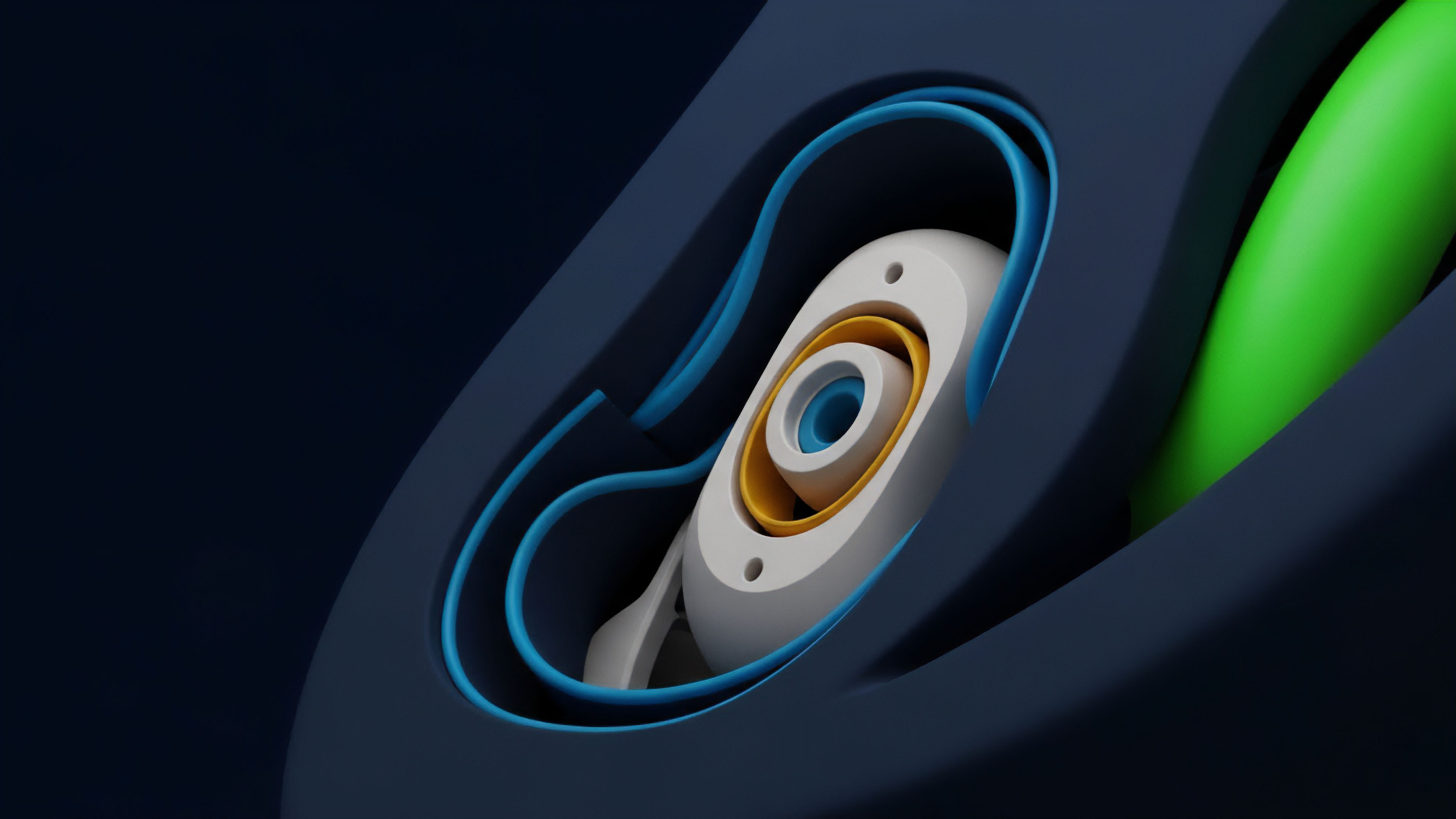 A stylized depiction of a decentralized derivatives protocol architecture, featuring a central processing node that represents a smart contract automated market maker. The intricate blue lines symbolize liquidity routing pathways and collateralization mechanisms, essential for managing risk within high-frequency options trading environments. The bright green component signifies a data stream from an oracle system providing real-time pricing feeds, enabling accurate calculation of volatility parameters and ensuring efficient settlement protocols for complex financial derivatives.