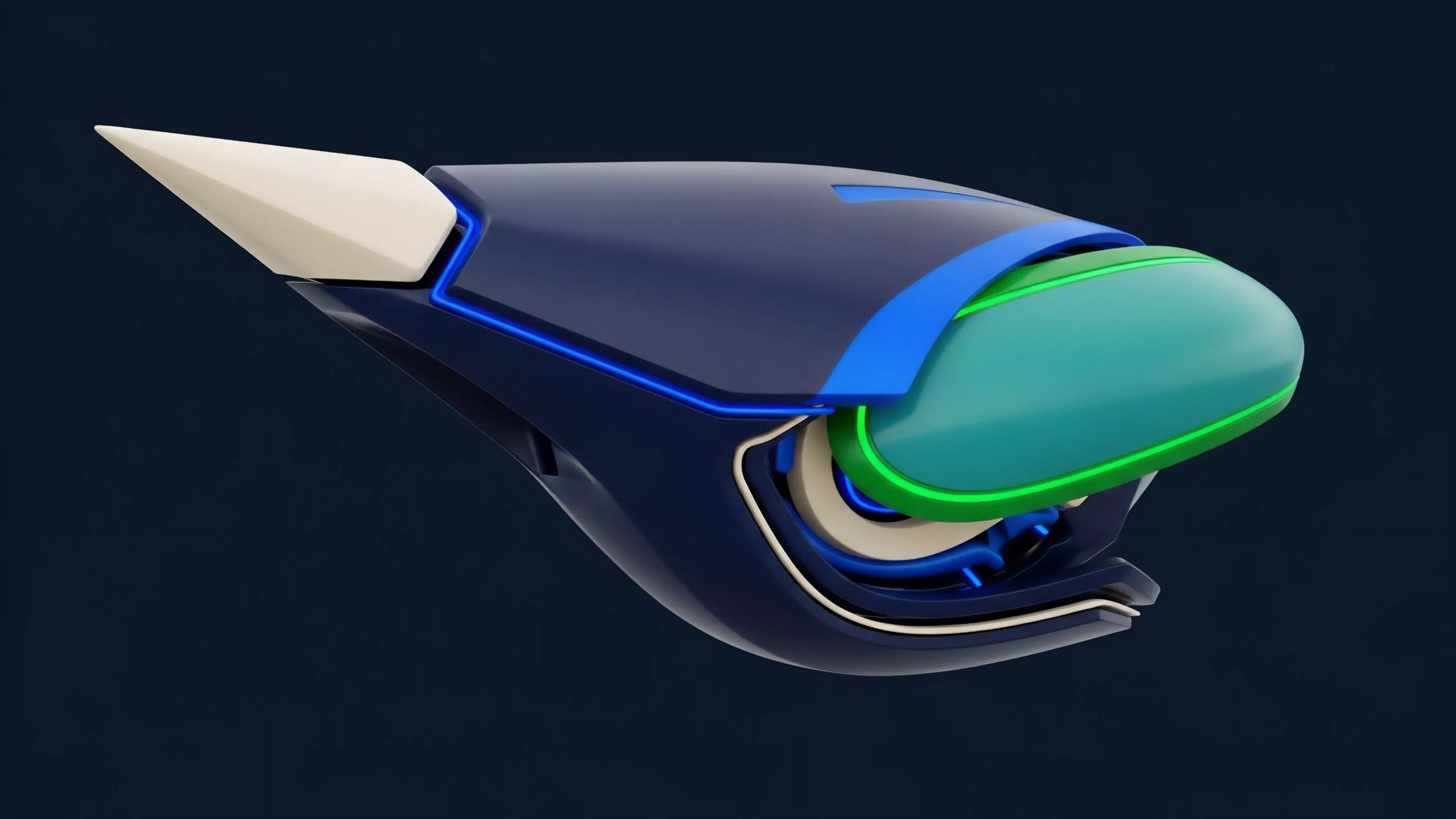 A futuristic, aerodynamic render symbolizing a low latency algorithmic trading system for decentralized finance. The design represents the efficient execution of automated arbitrage strategies, where quantitative models continuously analyze real-time market data for optimal price discovery. The sleek form embodies the technological infrastructure of an Automated Market Maker AMM and its collateral management protocols, visualizing the precise calculation necessary to manage volatility skew and impermanent loss within complex derivative contracts. The glowing elements signify active data streams and liquidity pool activity.