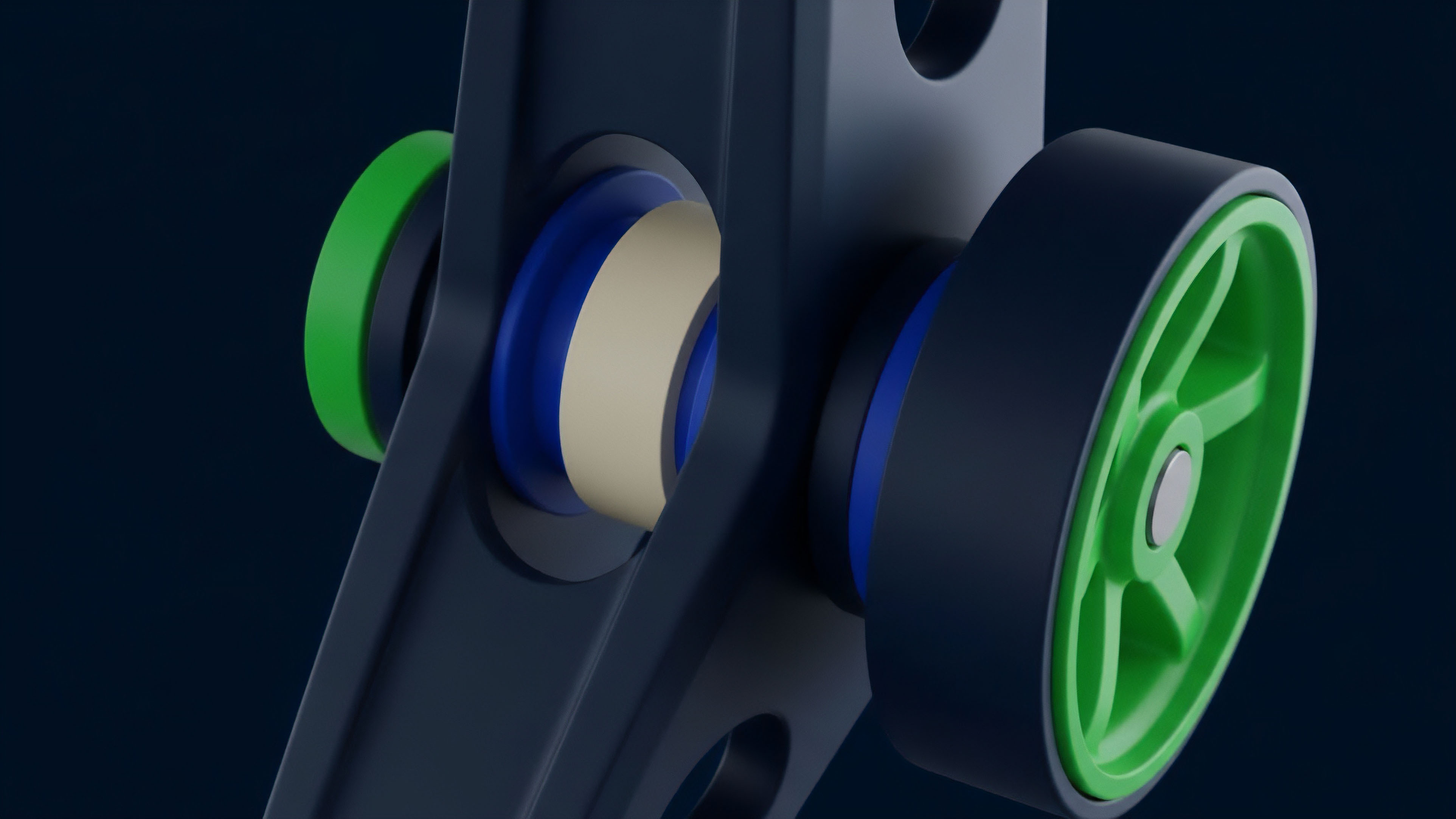 A high-resolution view captures a precision-engineered mechanism featuring interlocking components and rollers of varying colors. This structural arrangement visually represents the complex interaction of financial derivatives, where multiple layers and variables converge. The assembly illustrates the mechanics of collateralization in decentralized finance DeFi protocols, such as automated market makers AMMs or perpetual swaps. Different components symbolize distinct elements like underlying assets, liquidity pools, and margin requirements, all working in concert for automated execution and synthetic asset creation. The design highlights the importance of precise calibration in volatility skew management and delta hedging strategies.