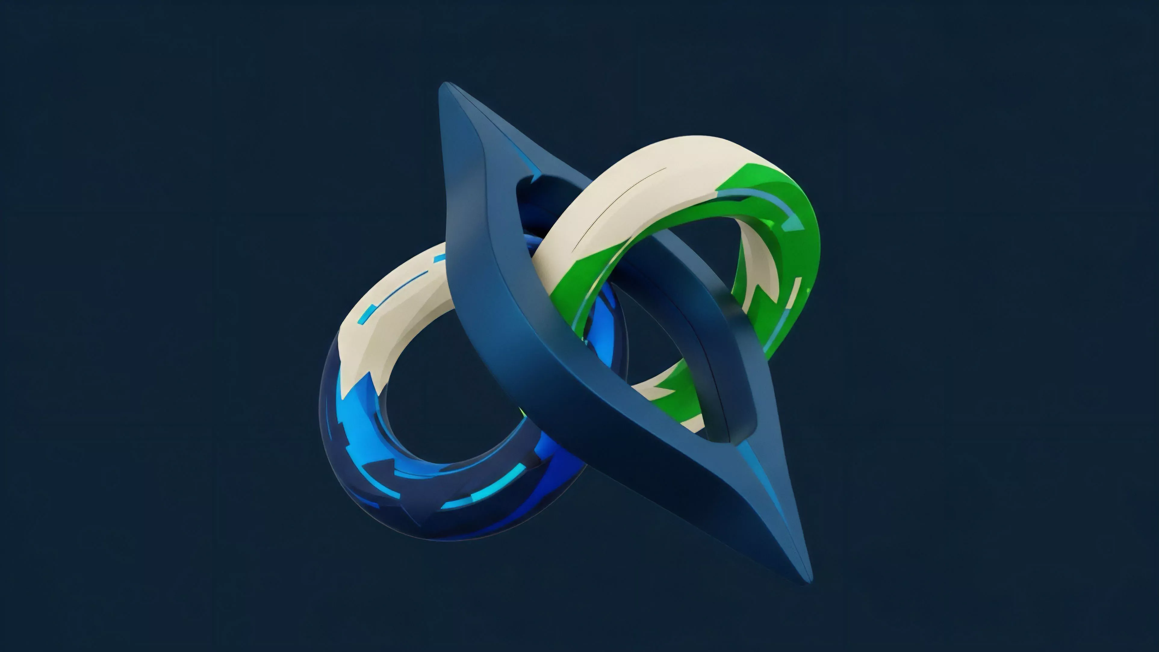 A complex trefoil knot structure represents the systemic interconnectedness of decentralized finance protocols. The smooth blue element symbolizes the underlying asset infrastructure, while the inner segmented ring illustrates multiple streams of liquidity provision and oracle data feeds. This entanglement visualizes cross-chain interoperability dynamics, where automated market makers facilitate perpetual futures contracts and collateralized debt positions, highlighting risk propagation across derivatives markets. The complex geometry mirrors the deep entanglement of yield farming strategies and hedging mechanisms within the ecosystem.