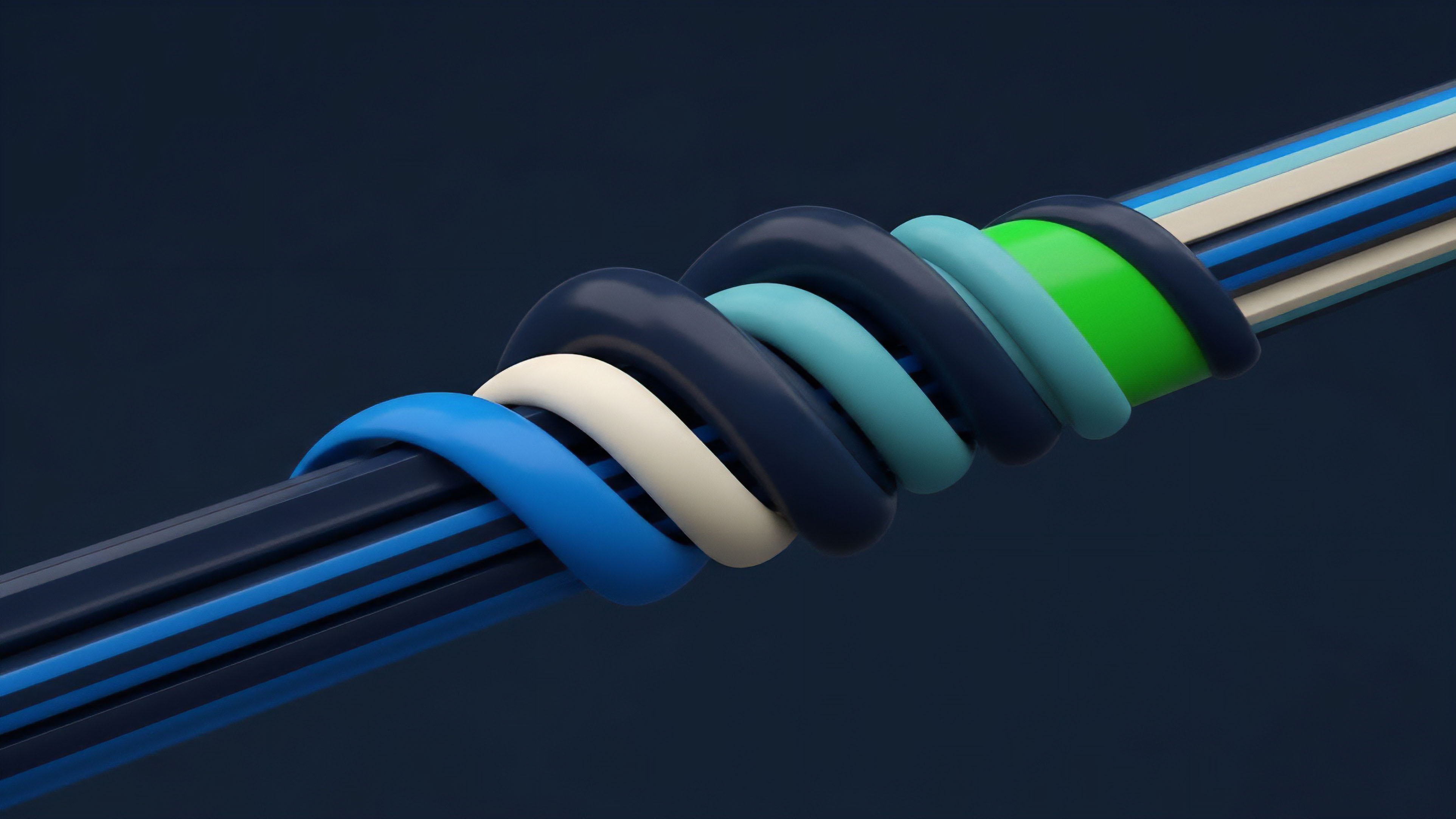 A visual representation of digital asset bundling and liquidity provision within a multi-layered structured product. Different colored strands symbolize diverse collateral types, illustrating DeFi composability and the recollateralization process required to maintain stability. The complex, interwoven structure represents advanced financial engineering where synthetic assets are created and risk exposure is managed through various tranches in derivative markets. This intricate bundling signifies the interdependence of assets and protocols within a decentralized ecosystem.