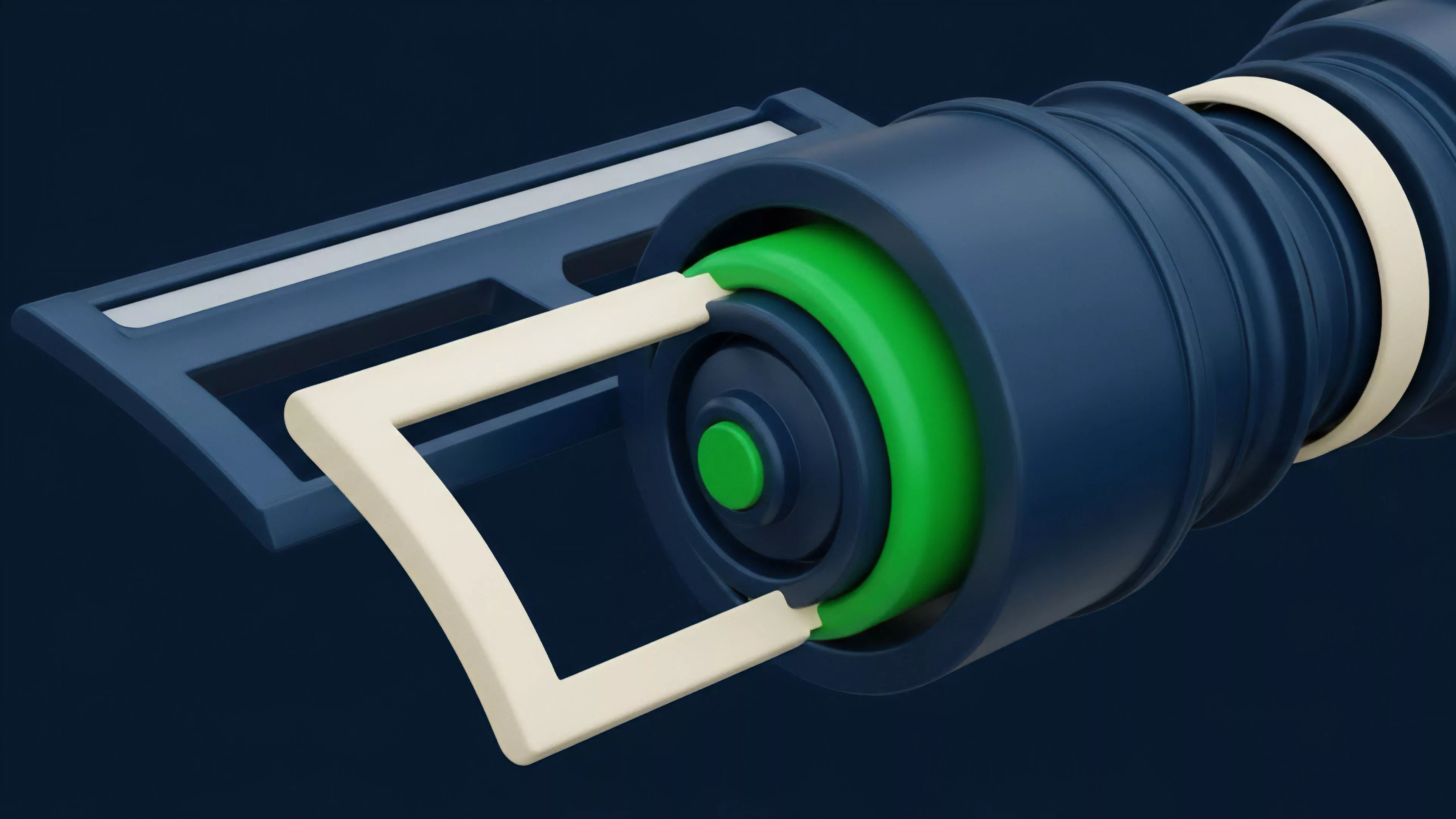 A detailed schematic representing a decentralized finance protocol's collateralization process. The dark blue outer layer signifies the smart contract framework, while the inner green component represents the underlying asset or liquidity pool. The beige mechanism illustrates a precise liquidity lockup and collateralization procedure, essential for risk management and options contract execution. This intricate system demonstrates the automated liquidation mechanism that protects the protocol's solvency and manages volatility, reflecting complex interactions within the tokenomics model.