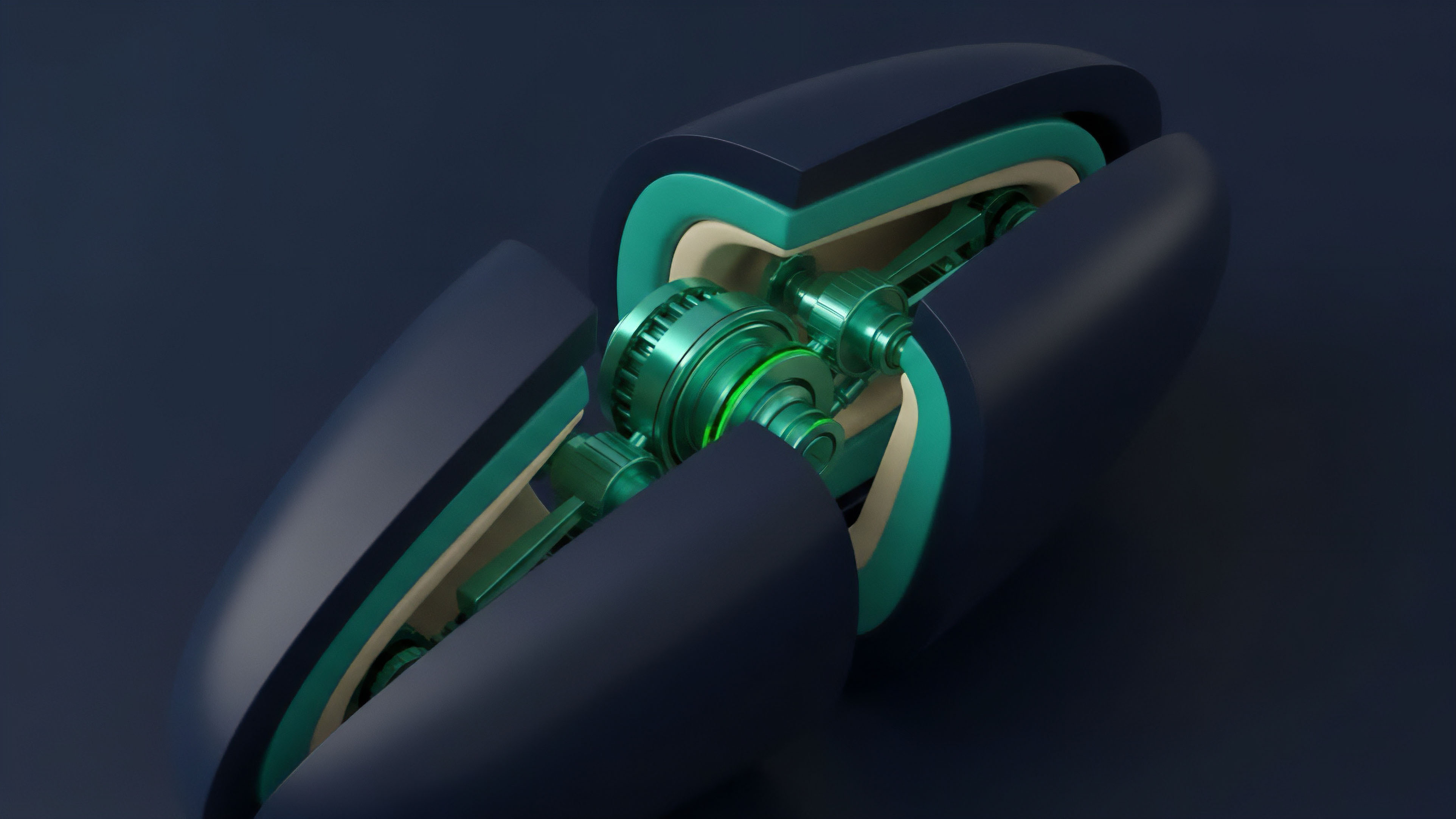 A stylized illustration shows a dark blue shell opening to reveal a complex internal mechanism made of bright green metallic components. This visualization represents the core functionality of a decentralized derivatives protocol. The unwrapping motion symbolizes transparency in smart contracts, revealing intricate collateralization logic and automated market maker mechanisms. This structure maintains risk-adjusted returns through precise oracle data feeds and liquidity pool management. The design emphasizes the complexity often hidden beneath a simple user interface in DeFi applications.