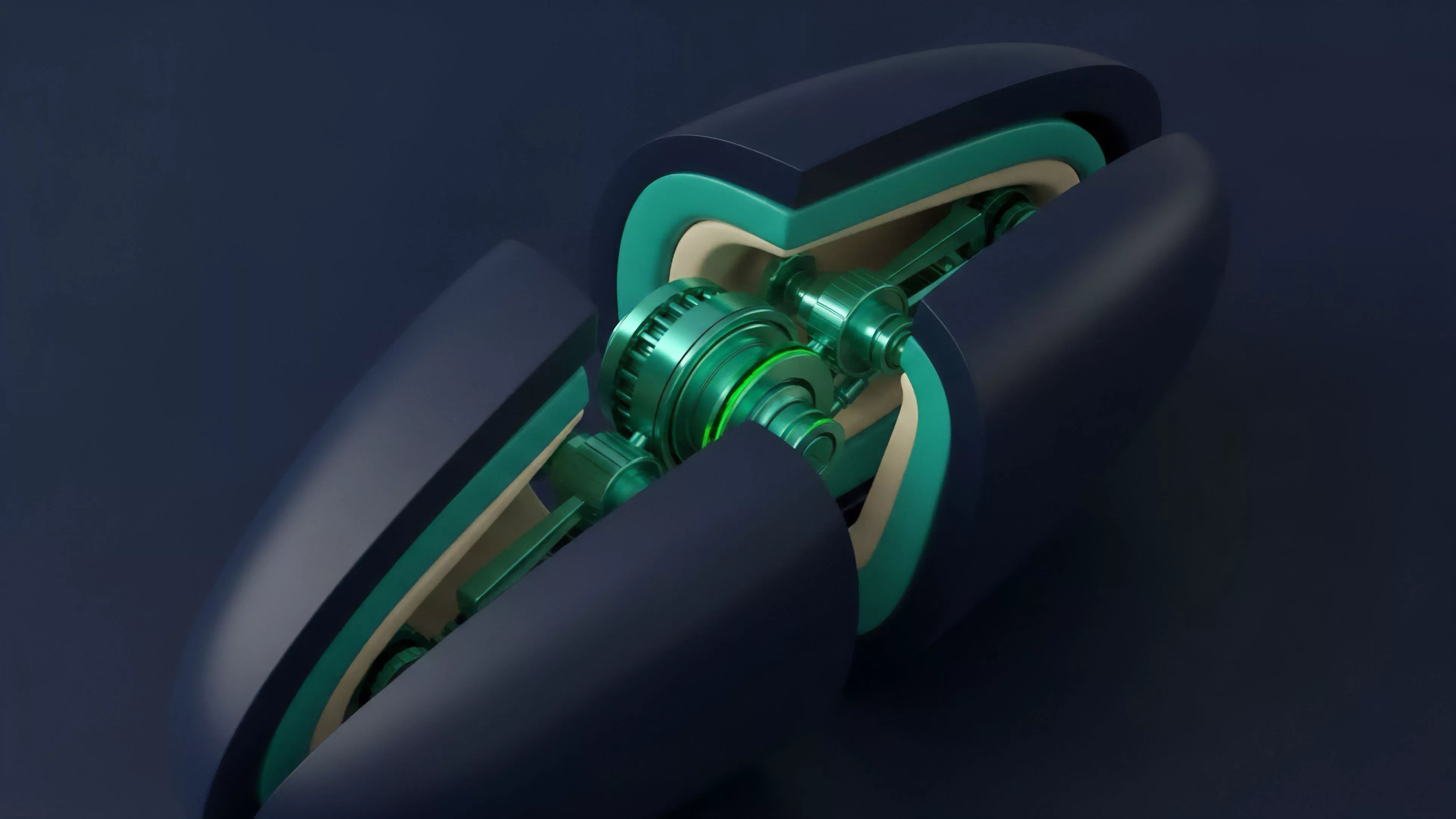 A stylized illustration shows a dark blue shell opening to reveal a complex internal mechanism made of bright green metallic components. This visualization represents the core functionality of a decentralized derivatives protocol. The unwrapping motion symbolizes transparency in smart contracts, revealing intricate collateralization logic and automated market maker mechanisms. This structure maintains risk-adjusted returns through precise oracle data feeds and liquidity pool management. The design emphasizes the complexity often hidden beneath a simple user interface in DeFi applications.