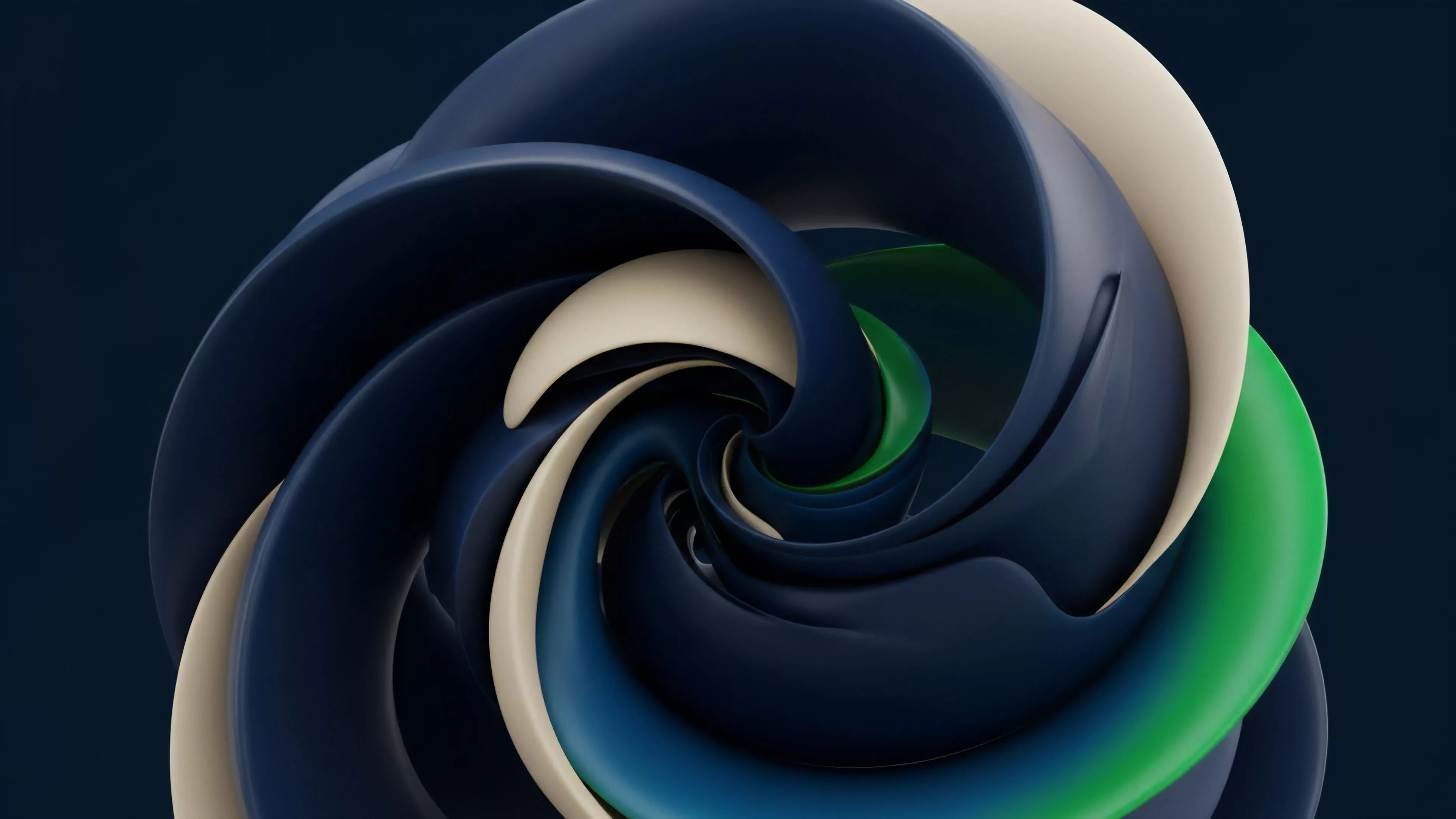 A dynamic abstract vortex of interwoven forms, showcasing layers of navy blue, cream, and vibrant green converging toward a central point. This visual metaphor represents the complexity of market volatility and liquidity aggregation within decentralized finance DeFi protocols. The swirling motion illustrates the continuous flow of order flow and price discovery in derivative markets. It specifically highlights the intricate interplay of different asset classes and automated market making strategies, where smart contracts execute complex calculations for products like options and futures, reflecting the high-frequency trading environment and systemic risk factors.
