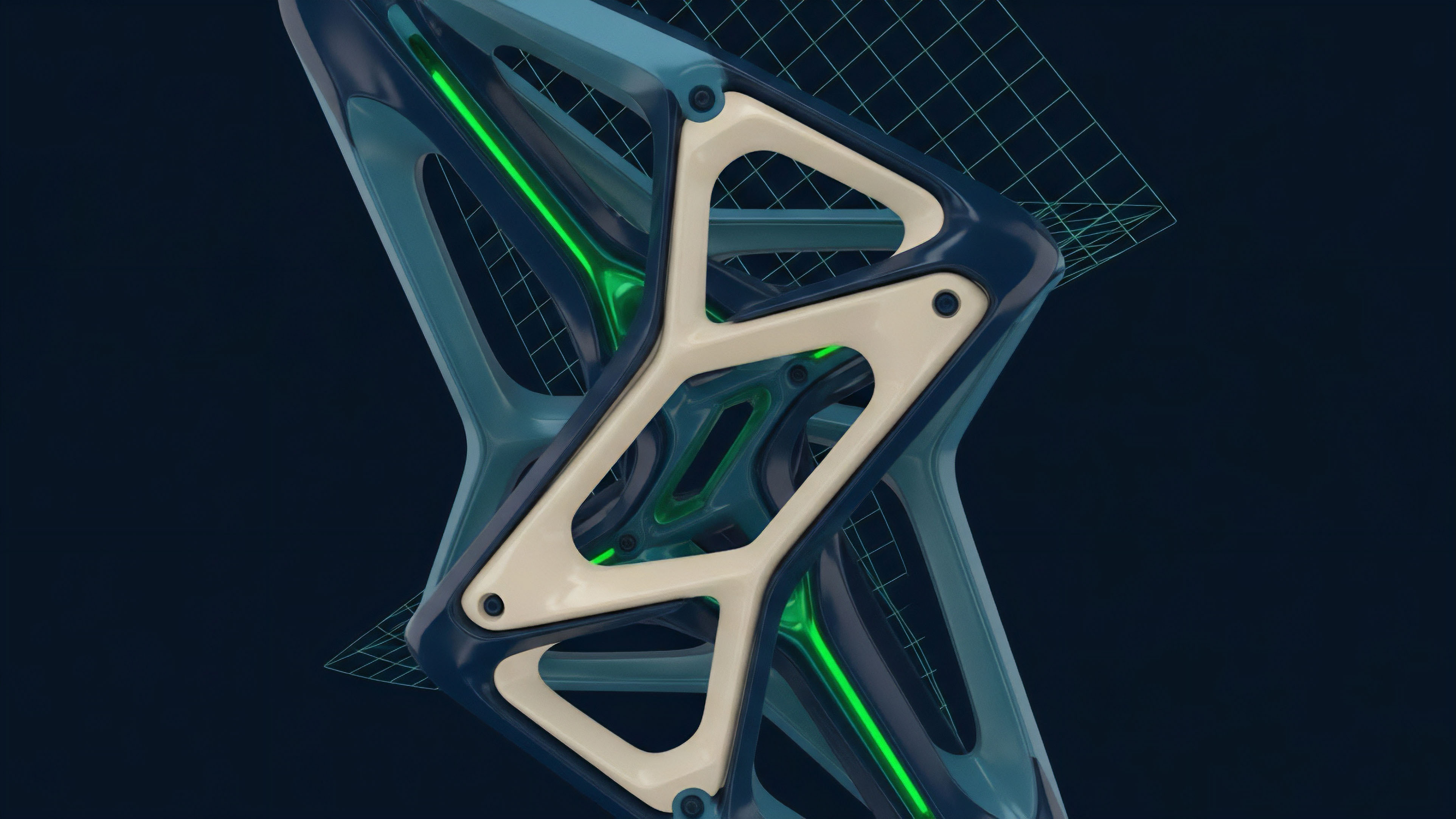 A complex, layered framework suggesting advanced algorithmic modeling and decentralized finance architecture. The structure, composed of interconnected S-shaped elements, represents the intricate non-linear payoff structures of derivatives contracts. A luminous green line traces internal pathways, symbolizing real-time data flow, price action, and the high volatility of crypto assets. The composition illustrates the complexity required for effective risk management strategies like delta hedging and portfolio optimization in a decentralized exchange liquidity pool.