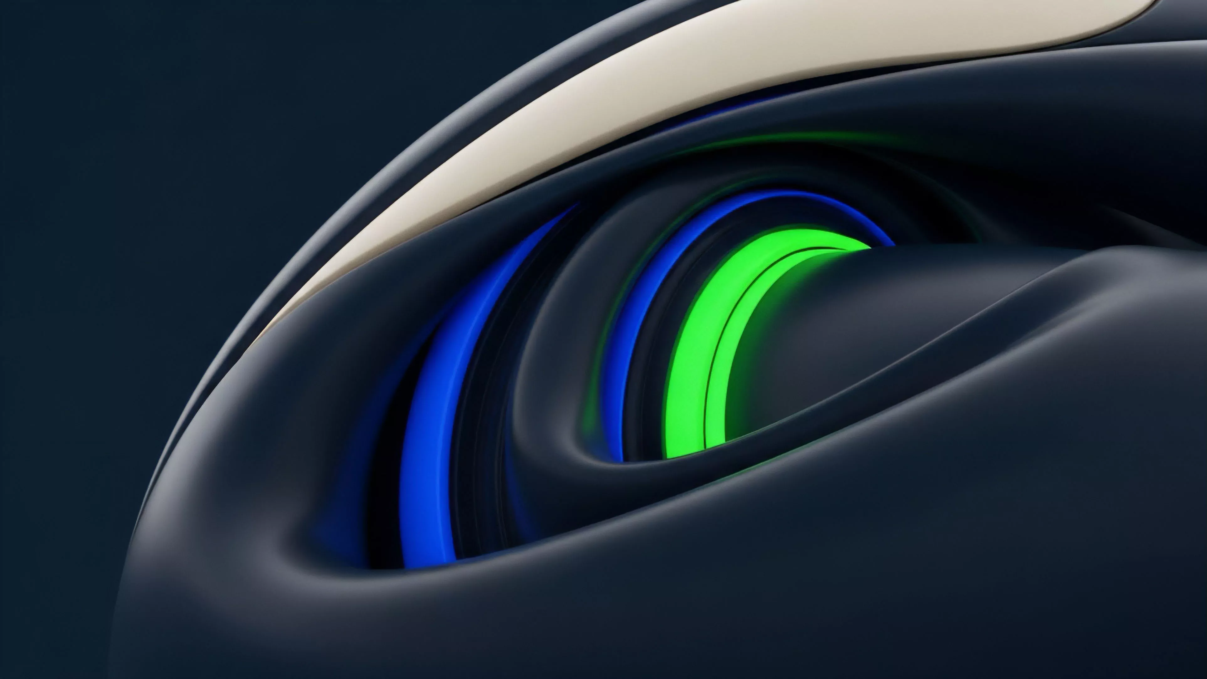 A close-up view of a smooth, dark surface flowing around layered rings featuring a neon green glow. This abstract visualization represents a structured product architecture within decentralized finance, where each layer signifies a different collateralization tier or liquidity pool. The bright inner rings illustrate the core functionality of an automated market maker AMM actively processing algorithmic trading strategies and calculating dynamic pricing models. The image captures the complexity of risk management and implied volatility surfaces in advanced financial derivatives, reflecting the intricate mechanisms of multi-protocol interoperability within a DeFi ecosystem.
