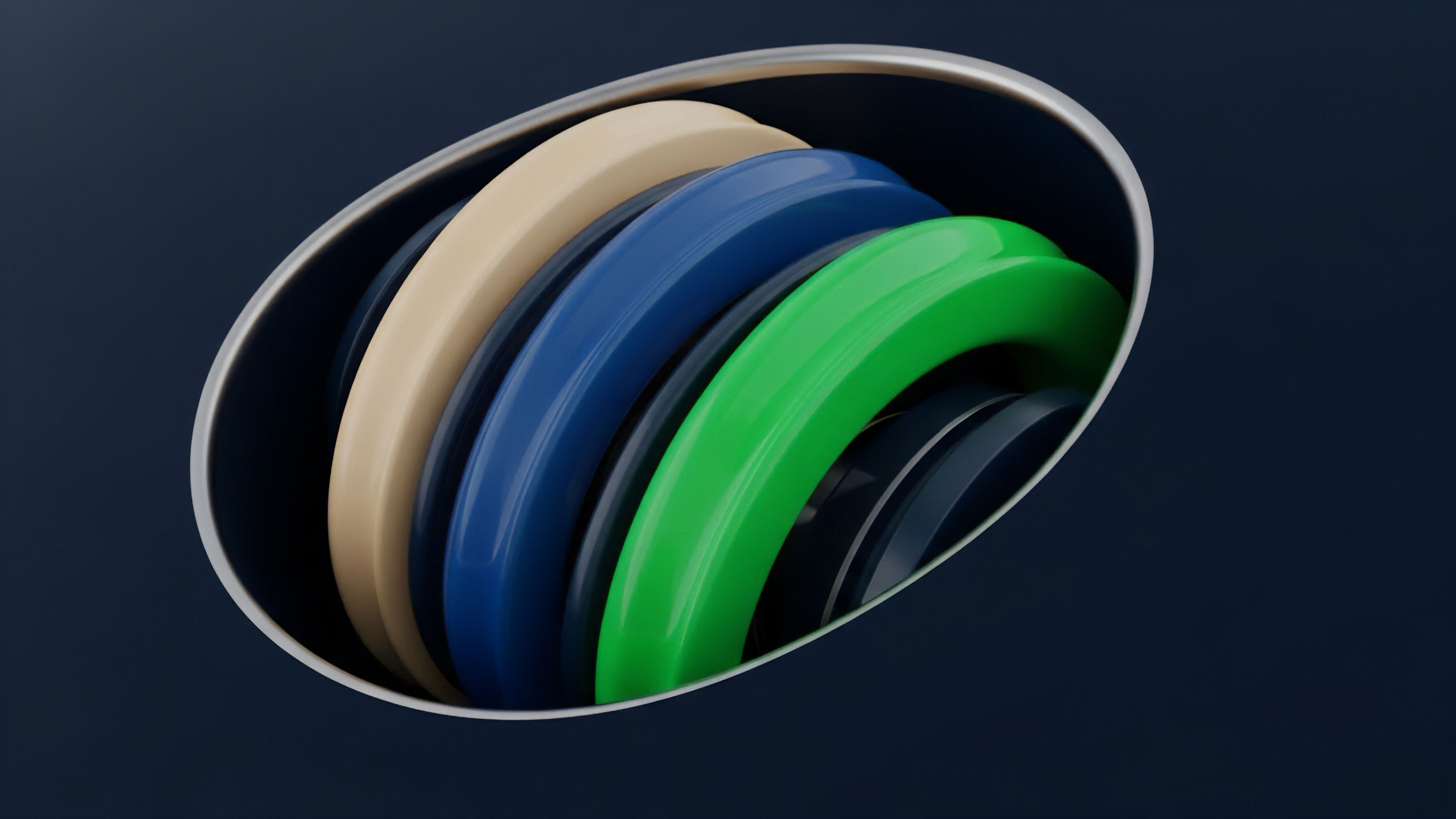 Layered, concentric bands in various colors within a framed enclosure illustrate a complex financial derivatives structure. The distinct layers—light beige, deep blue, and vibrant green—represent different risk tranches within a structured product or a multi-tiered options strategy. This configuration visualizes the dynamic interaction of assets in collateralized debt obligations, where risk mitigation and yield generation are allocated across different layers. The system emphasizes advanced portfolio construction techniques and cross-chain interoperability in decentralized finance.