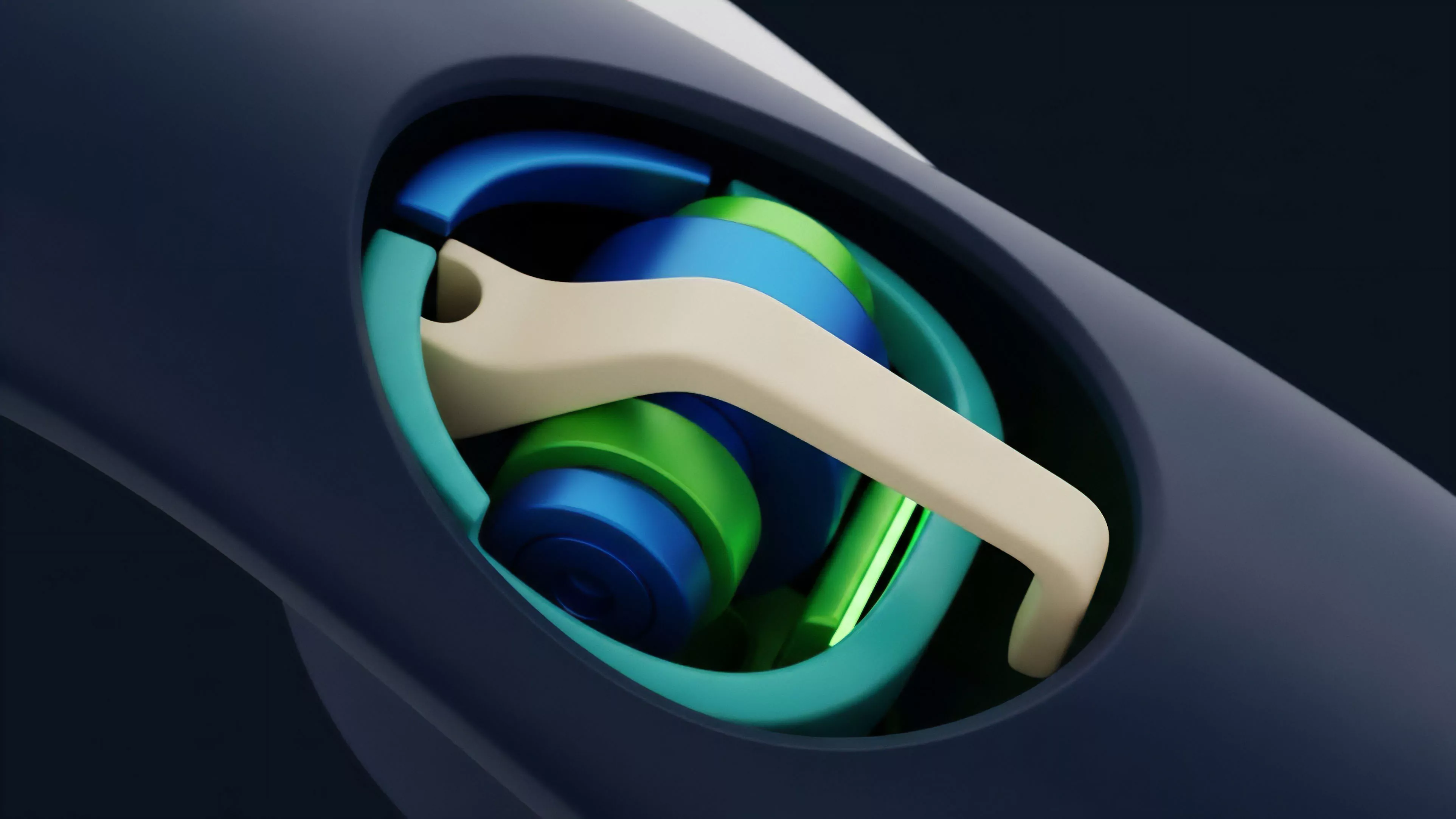 This intricate mechanical illustration visualizes a complex smart contract governing a decentralized finance protocol. The interacting components represent financial primitives like liquidity pools and automated market makers. The prominent beige lever symbolizes a governance action or underlying asset price movement impacting collateralized debt positions. The varying colors highlight different asset classes and tokenomics within the system. The seamless operation suggests efficient liquidity provision and automated execution of derivatives strategies, minimizing slippage and optimizing yield farming results in a complex structured product environment.